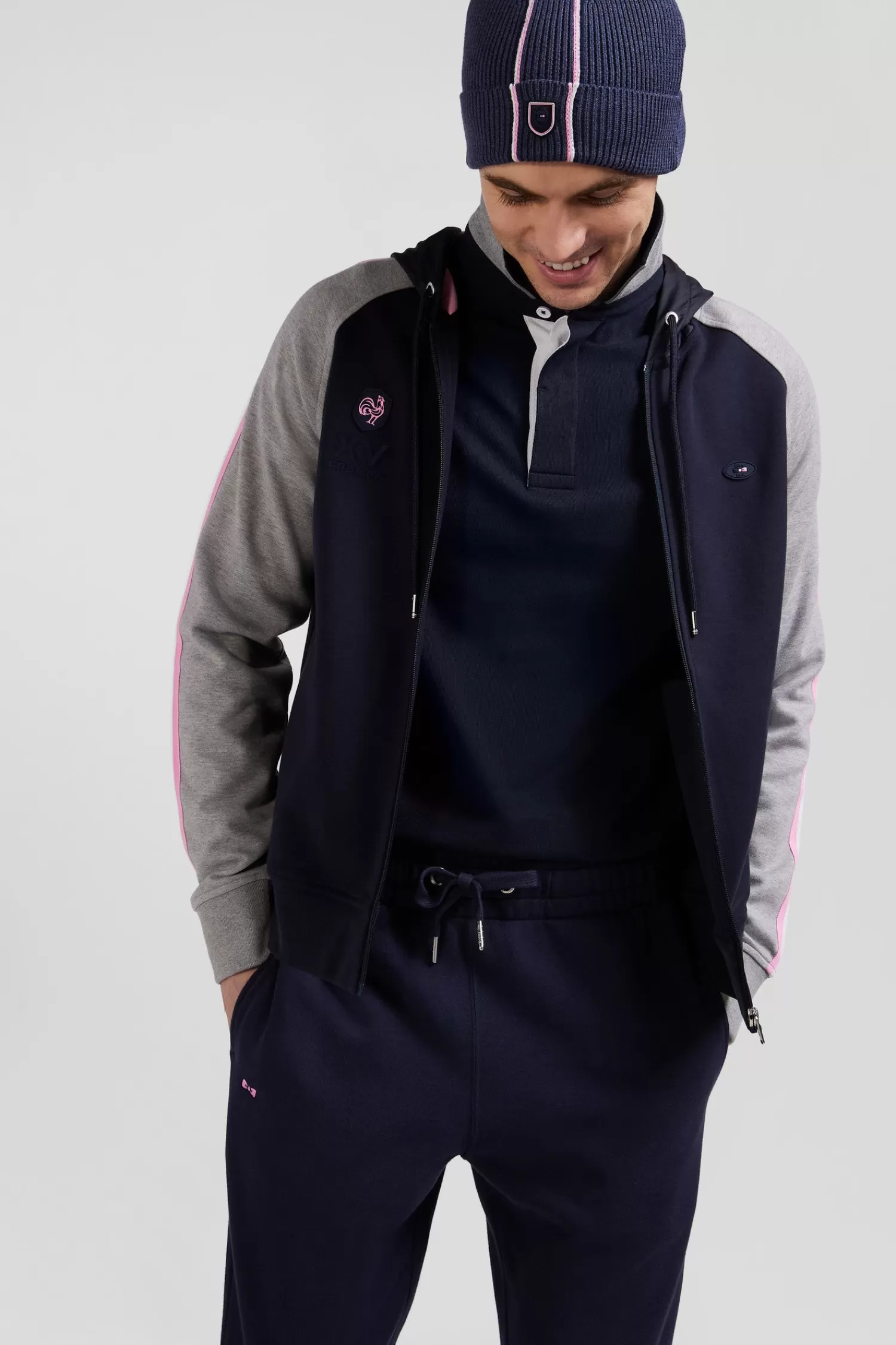 Eden Park Regular navy blue XV de France long-sleeved cotton rugby shirt< Rugby Shirts