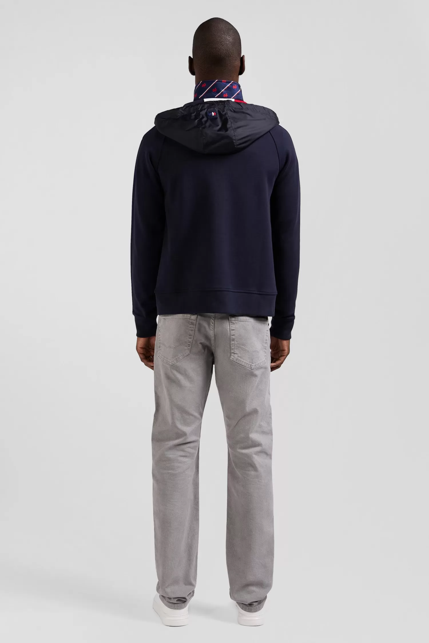Eden Park Regular navy blue zipped XV de France cotton blend hoodie< Sweatshirts