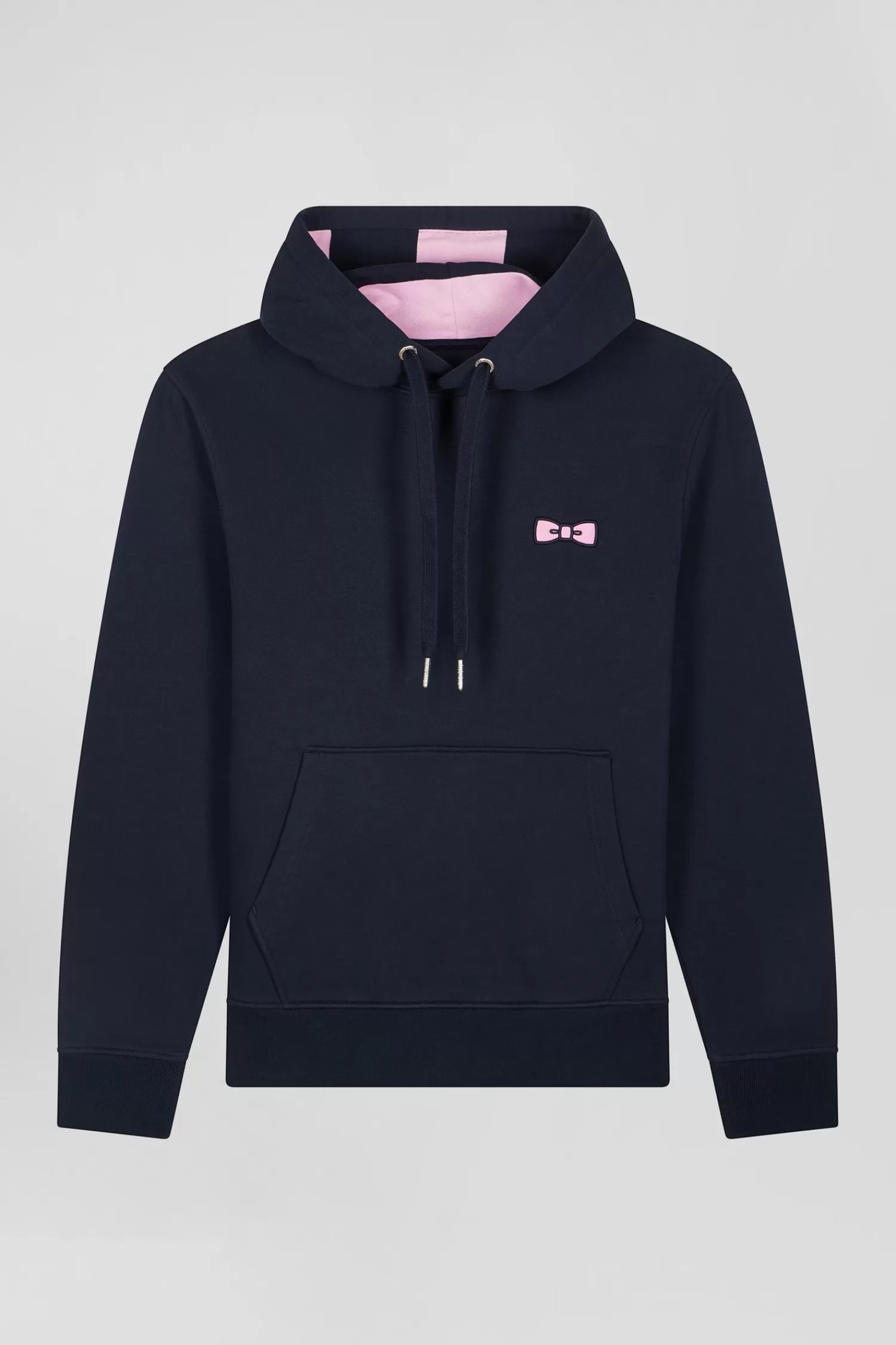Eden Park Regular navy brushed cotton fleece hoodie with embroidery< Sweatshirts