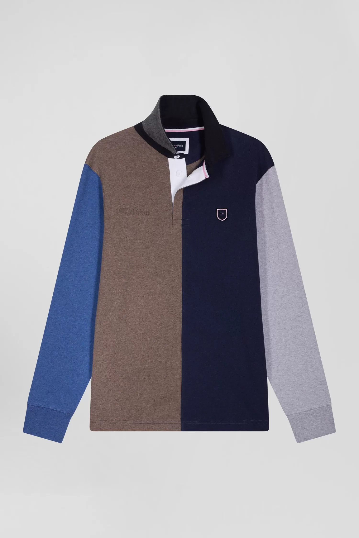 Eden Park Regular navy colorblock long-sleeved cotton rugby shirt< Rugby Shirts