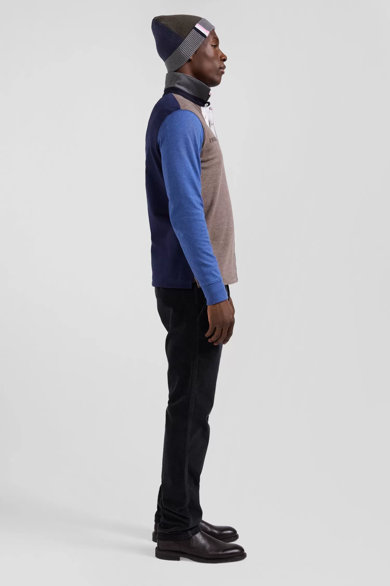 Eden Park Regular navy colorblock long-sleeved cotton rugby shirt< Rugby Shirts