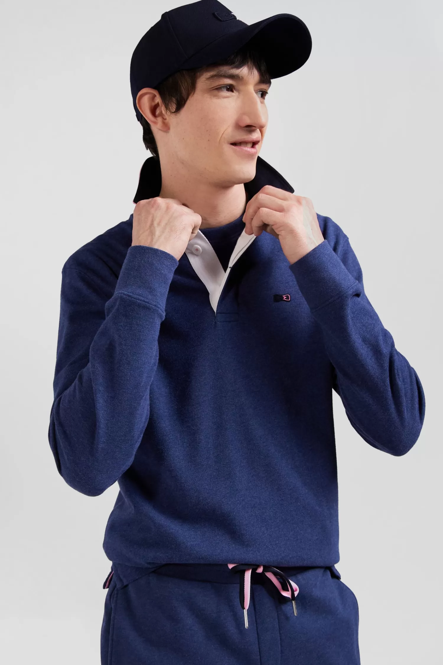 Eden Park Regular navy long-sleeved cotton rugby shirt with bow tie details< Rugby Shirts