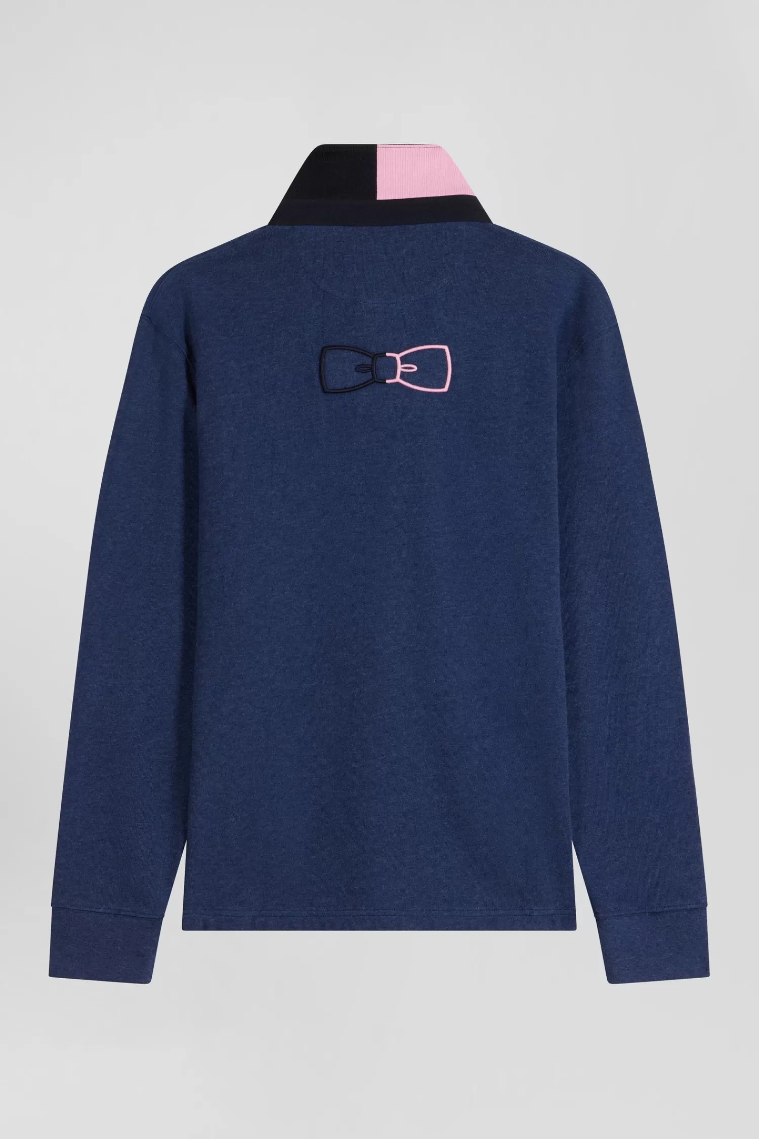 Eden Park Regular navy long-sleeved cotton rugby shirt with bow tie details< Rugby Shirts