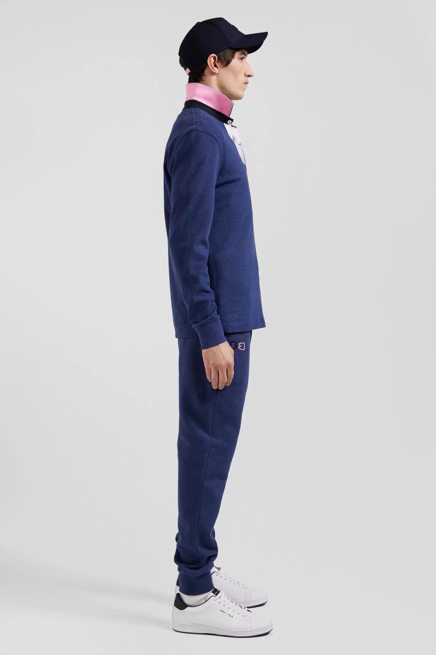 Eden Park Regular navy long-sleeved cotton rugby shirt with bow tie details< Rugby Shirts