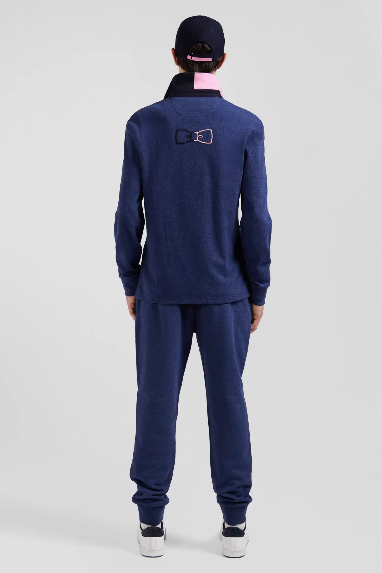 Eden Park Regular navy long-sleeved cotton rugby shirt with bow tie details< Rugby Shirts