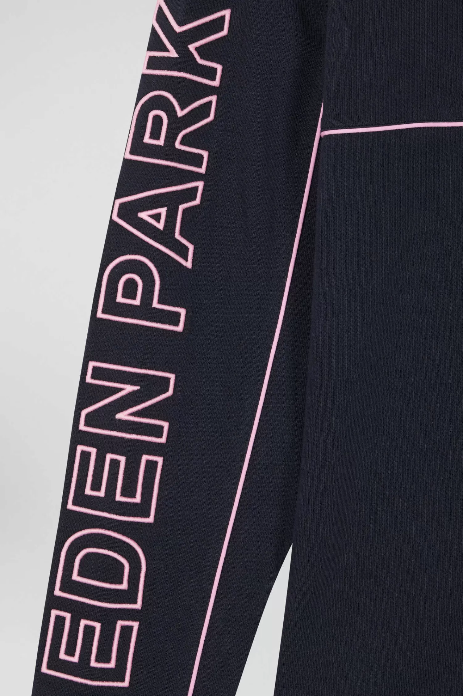 Eden Park Regular navy long-sleeved cotton rugby shirt with pink piping and embroidery< Rugby Shirts