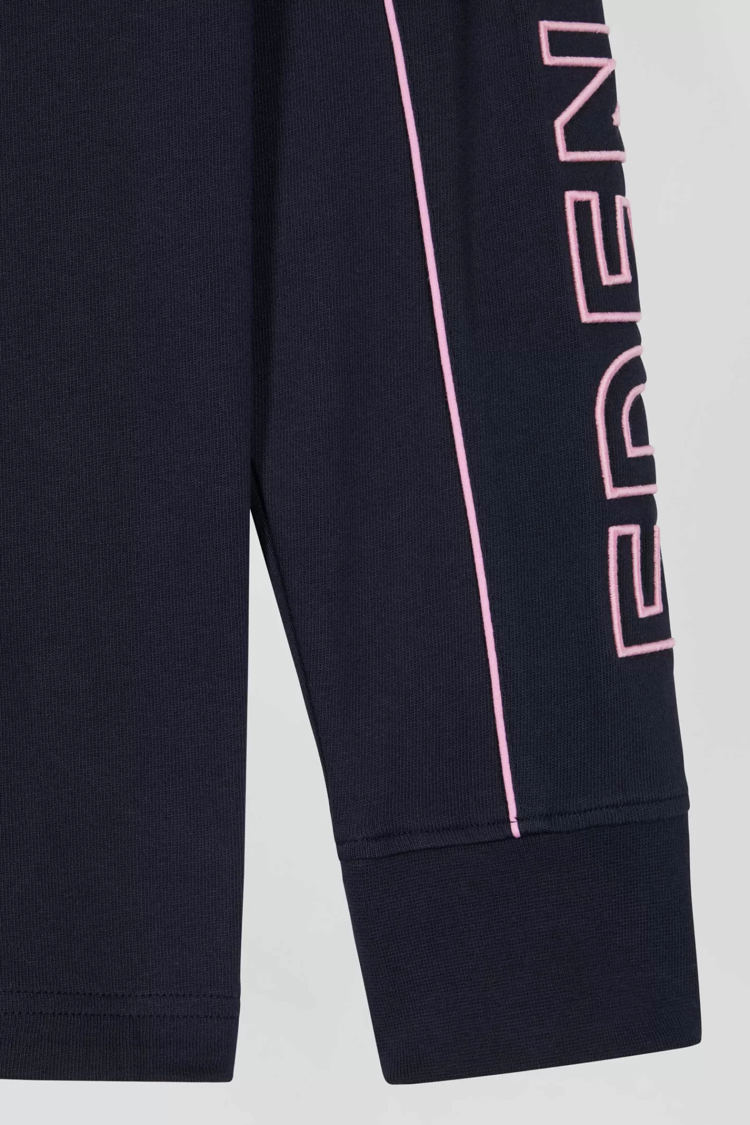 Eden Park Regular navy long-sleeved cotton rugby shirt with pink piping and embroidery< Rugby Shirts