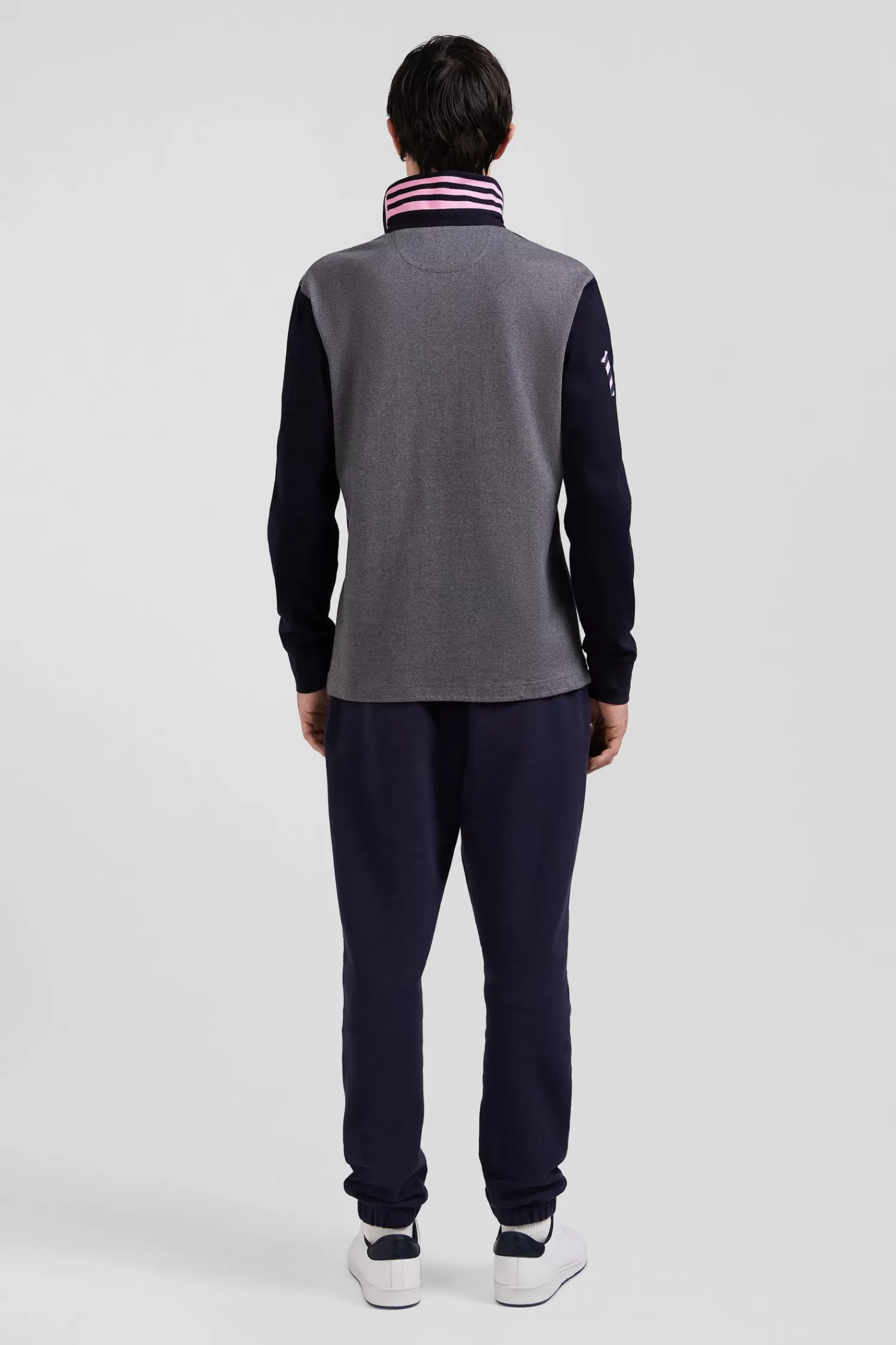 Eden Park Regular navy long-sleeved cotton rugby shirt with sleeve N°10 embroidery< Rugby Shirts
