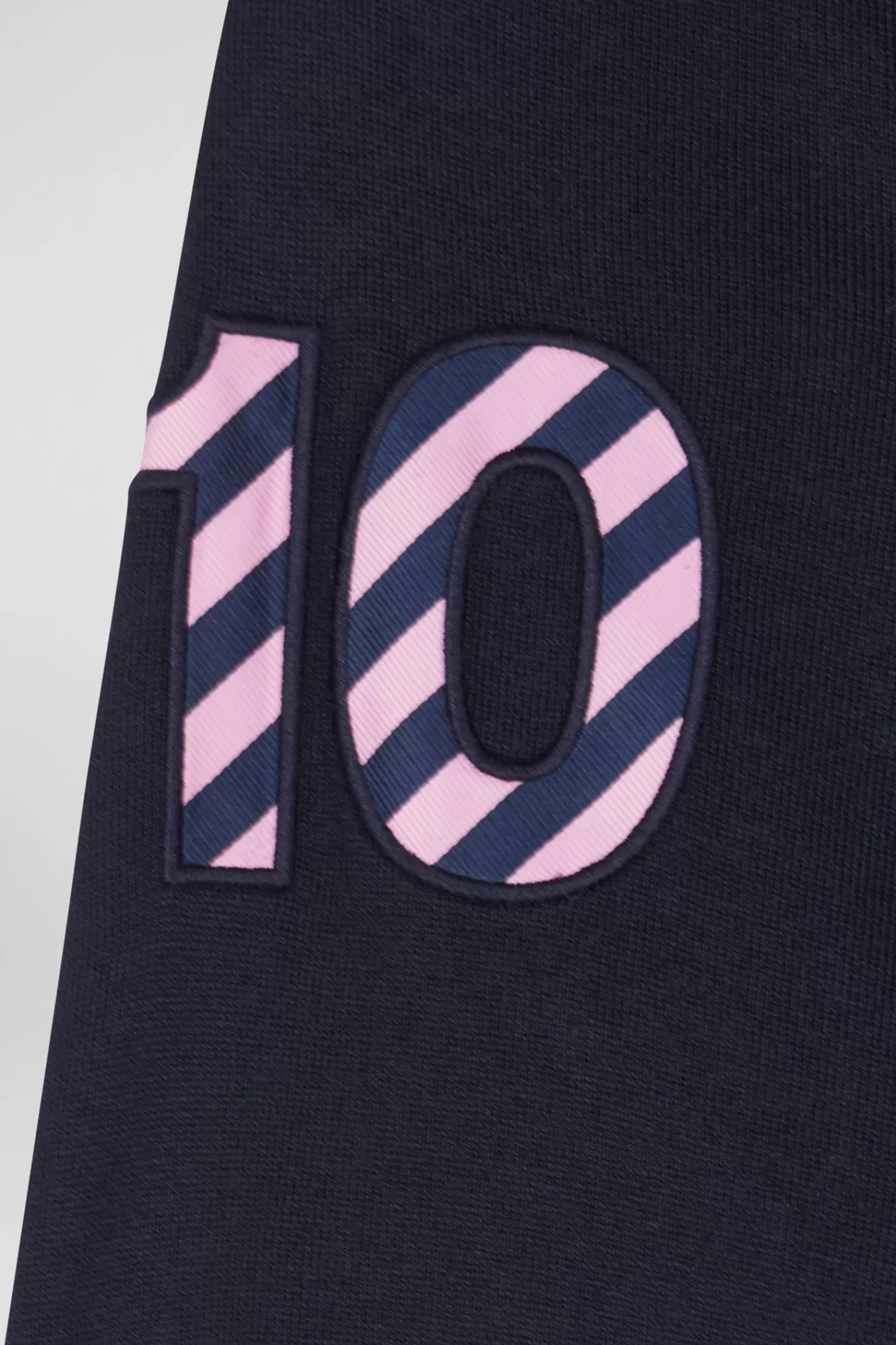 Eden Park Regular navy long-sleeved cotton rugby shirt with sleeve N°10 embroidery< Rugby Shirts