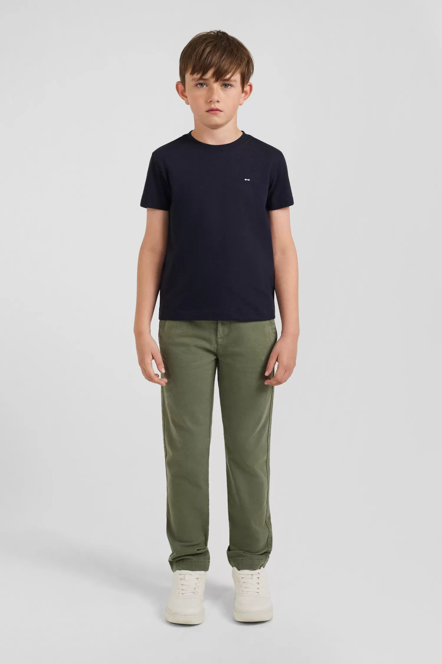 Eden Park Regular navy short-sleeved cotton T-shirt with bow tie embroidery<Kids Kids