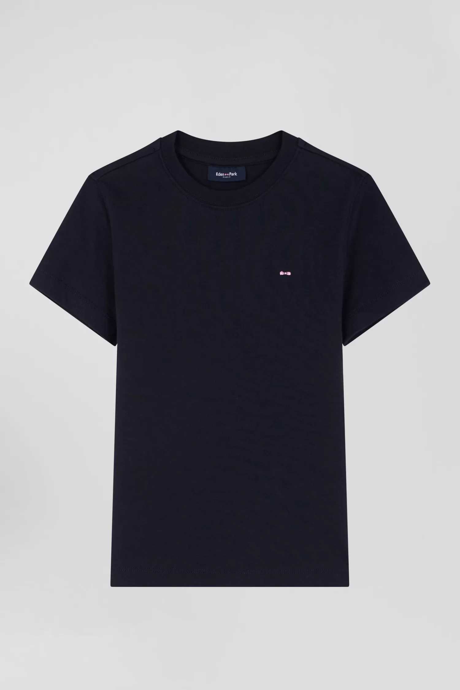 Eden Park Regular navy short-sleeved cotton T-shirt with bow tie embroidery<Kids Kids
