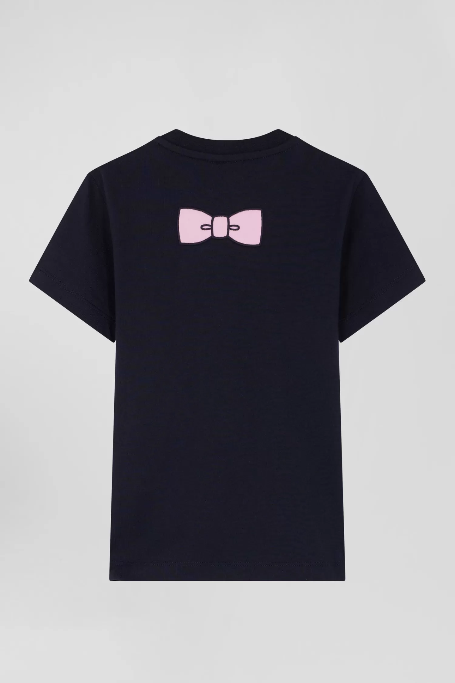 Eden Park Regular navy short-sleeved cotton T-shirt with bow tie embroidery<Kids Kids
