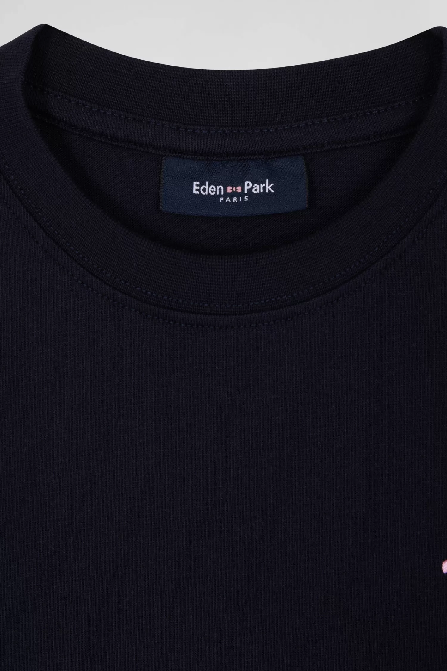 Eden Park Regular navy short-sleeved cotton T-shirt with bow tie embroidery<Kids Kids