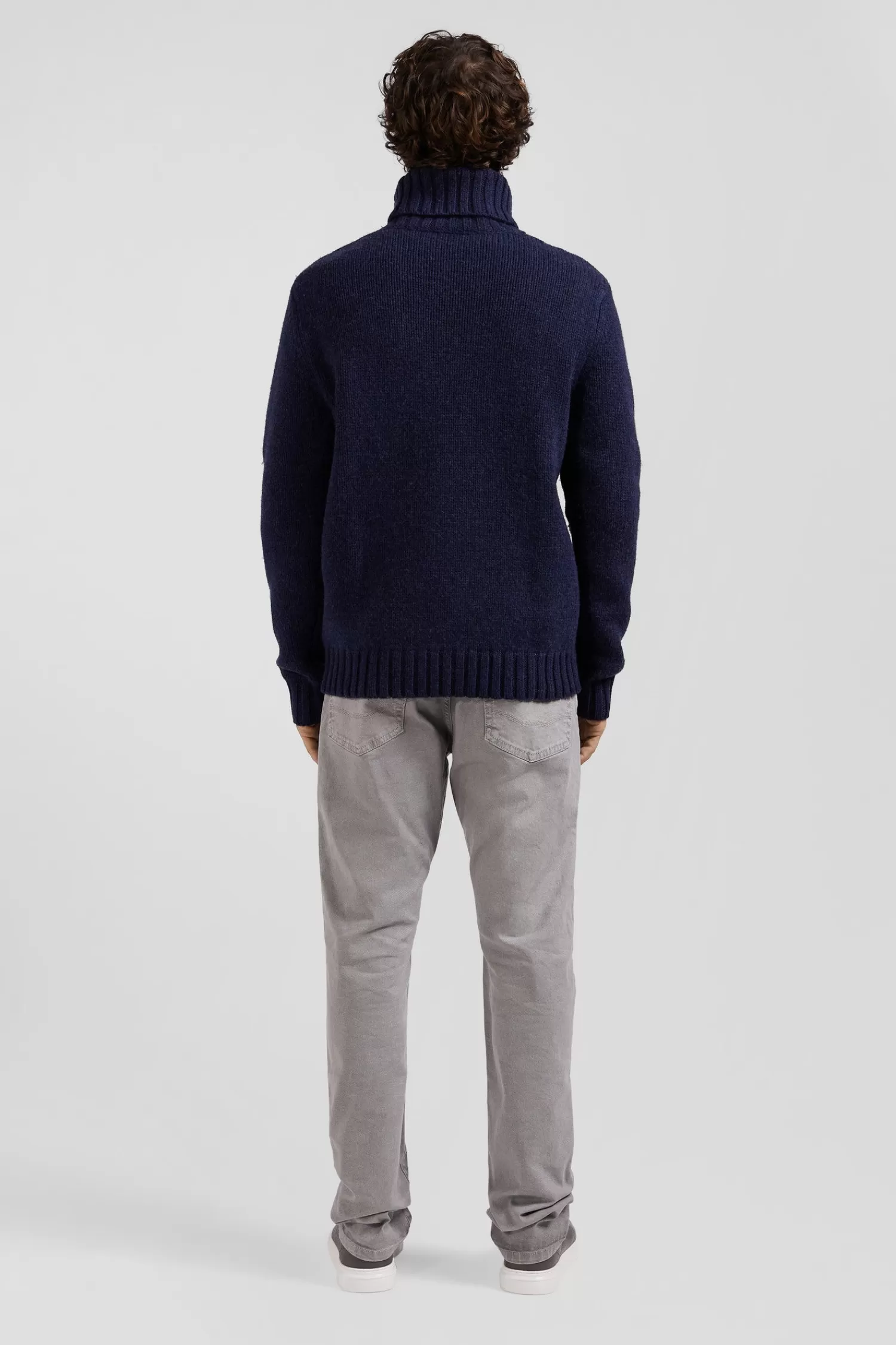 Eden Park Regular navy virgin wool and recycled polyamide turtleneck jumper with 3D knitting< Sweaters