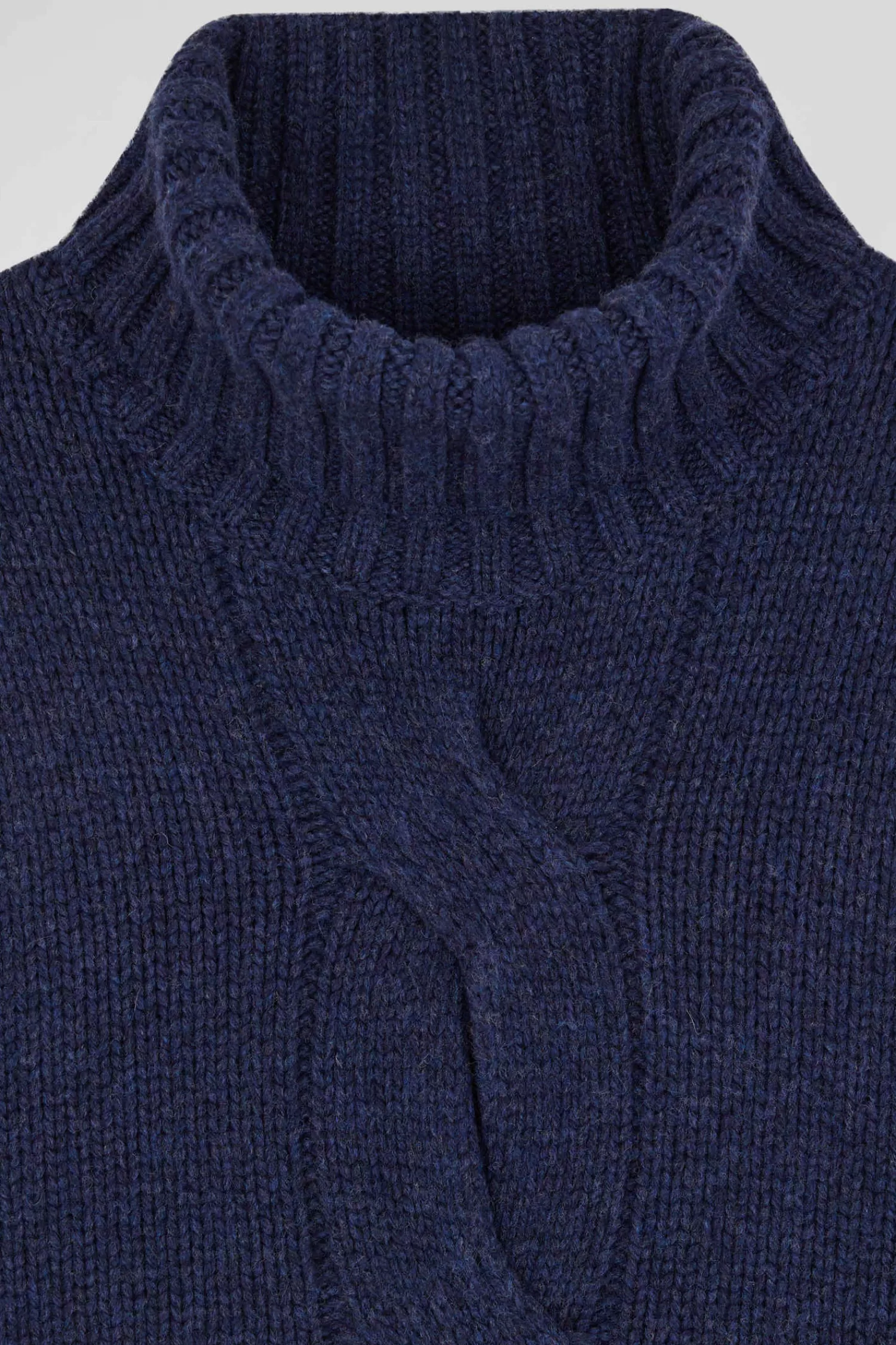 Eden Park Regular navy virgin wool and recycled polyamide turtleneck jumper with 3D knitting< Sweaters