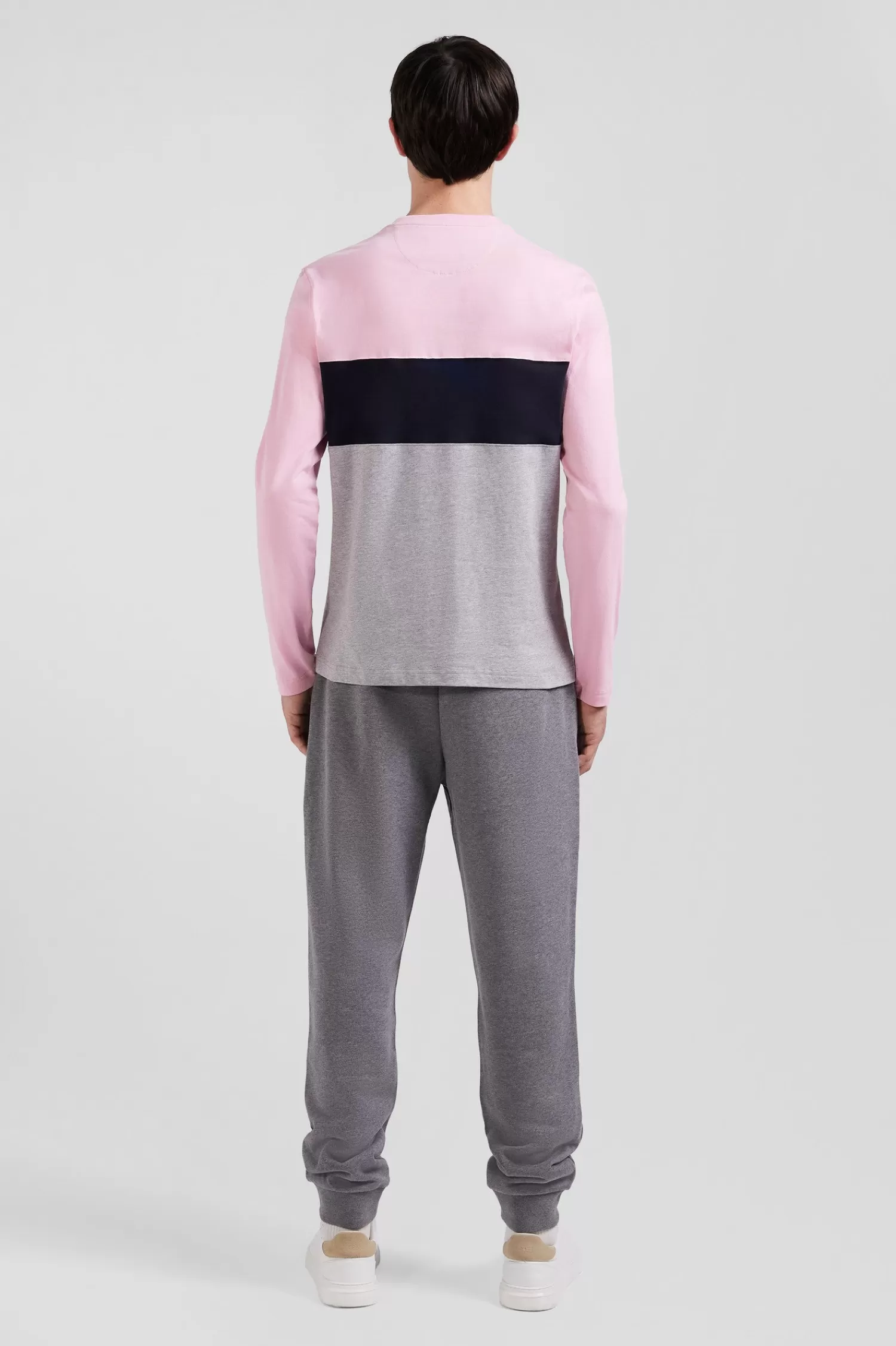 Eden Park Regular pink colorblock long-sleeved cotton T-shirt< T-shirts