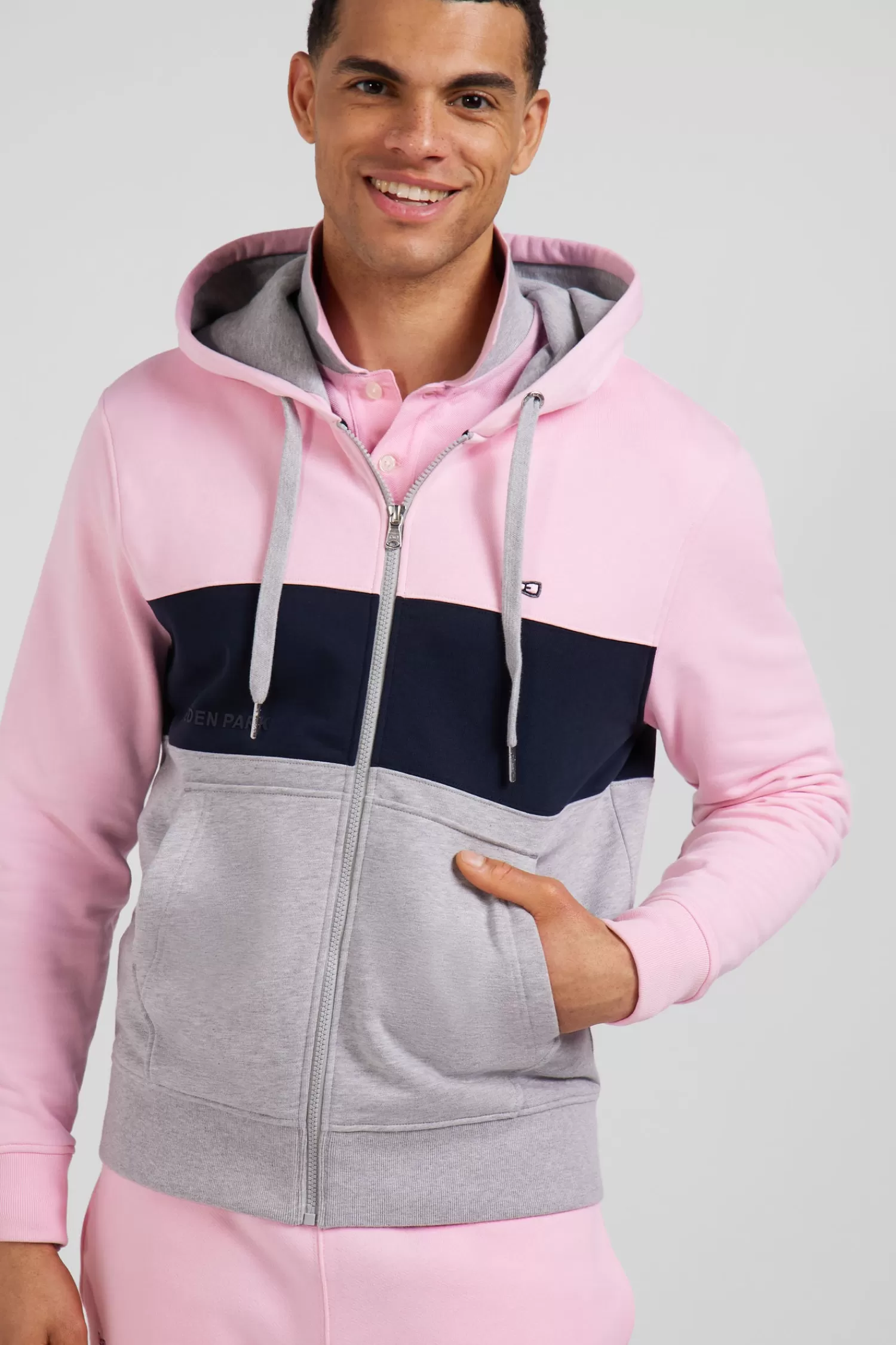 Eden Park Regular pink colorblock zipped cotton hoodie< Sweatshirts