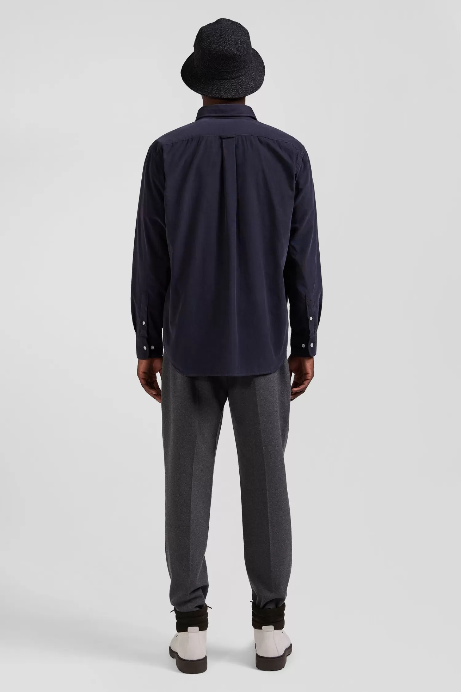 Eden Park Regular plain anthracite grey cotton shirt with button-down collar and chest pocket< Shirts