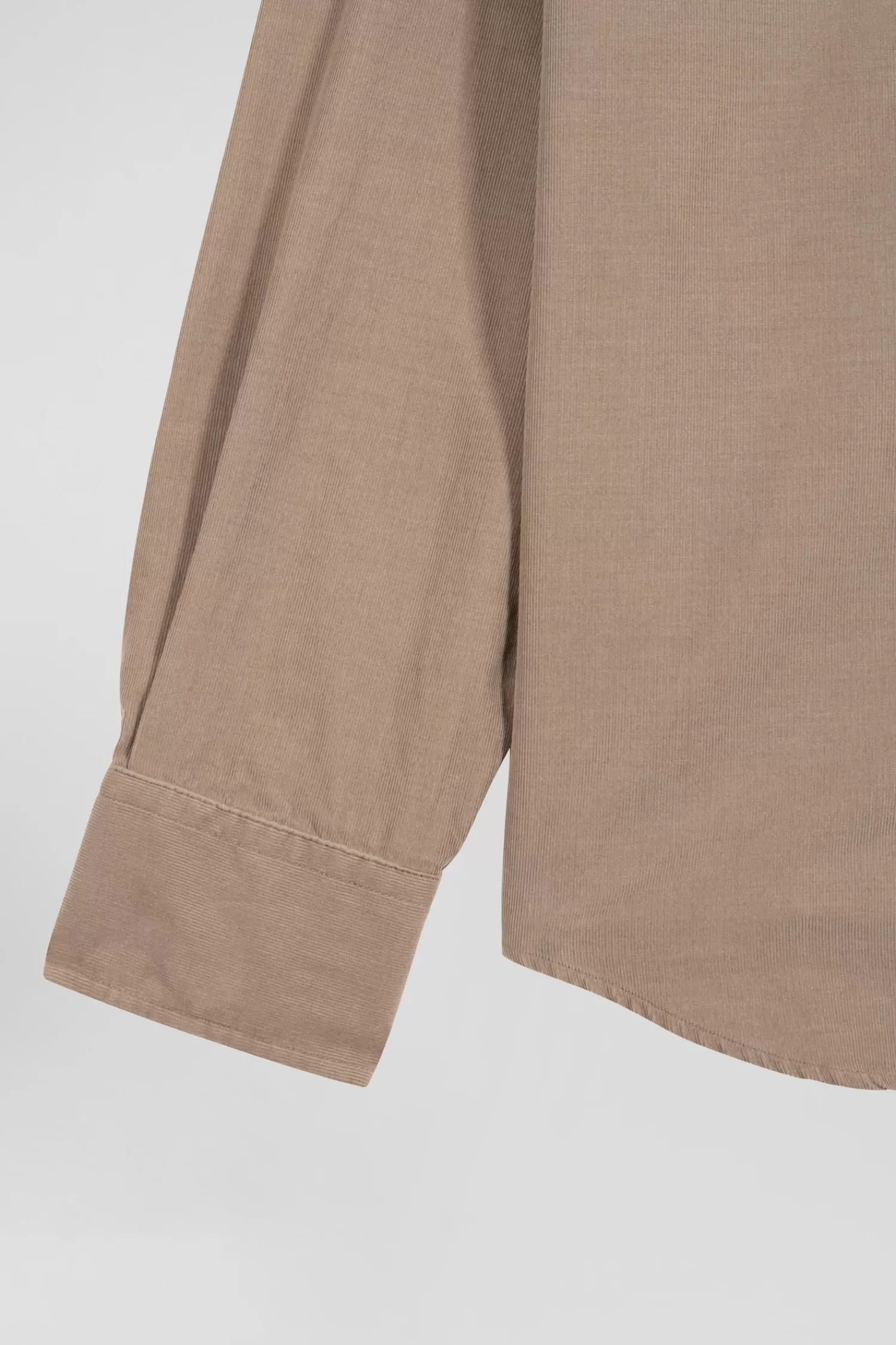 Eden Park Regular plain beige cotton shirt with button-down collar and chest pocket< Shirts