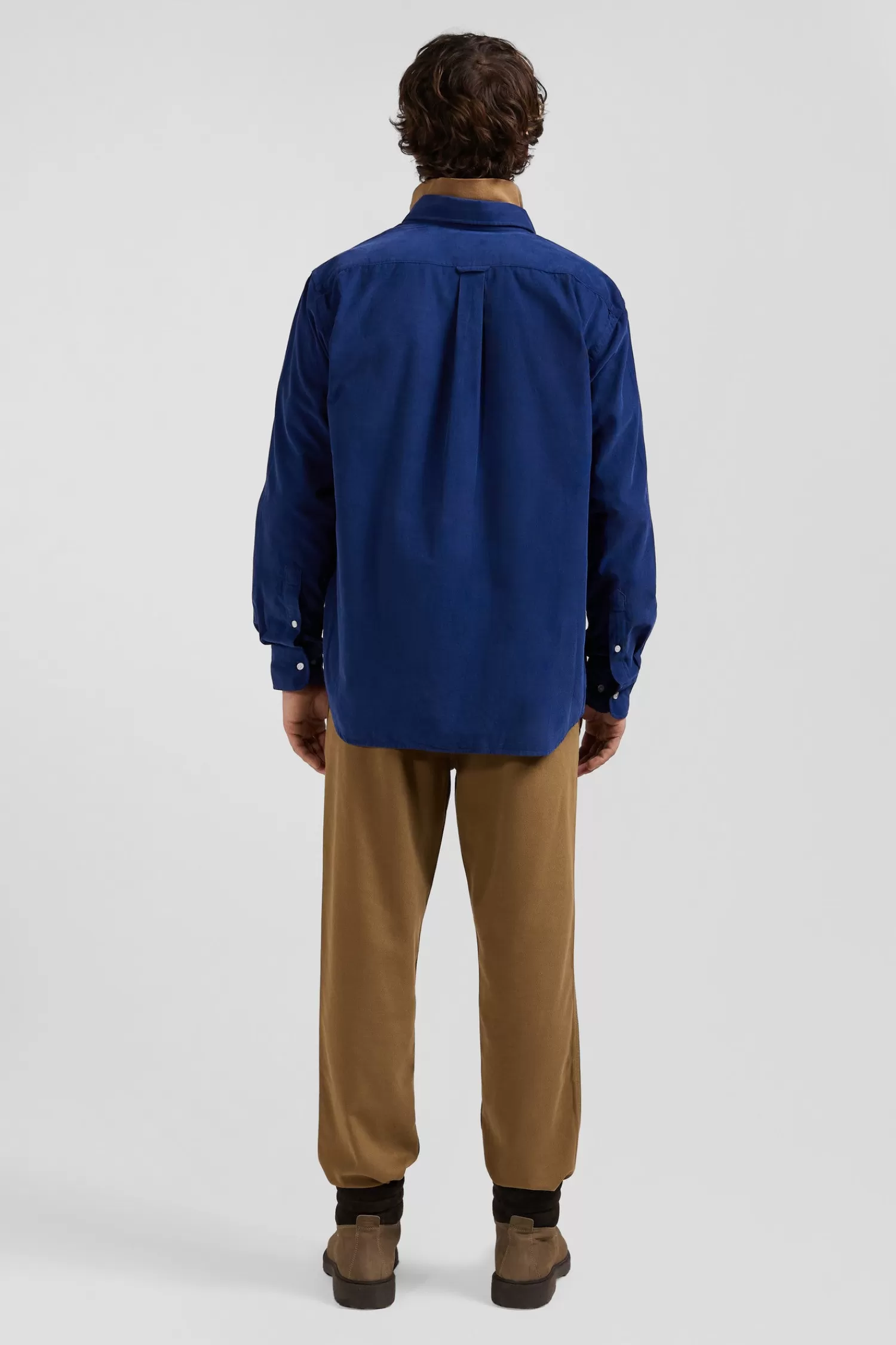 Eden Park Regular plain indigo blue cotton shirt with button-down collar and chest pocket< Shirts