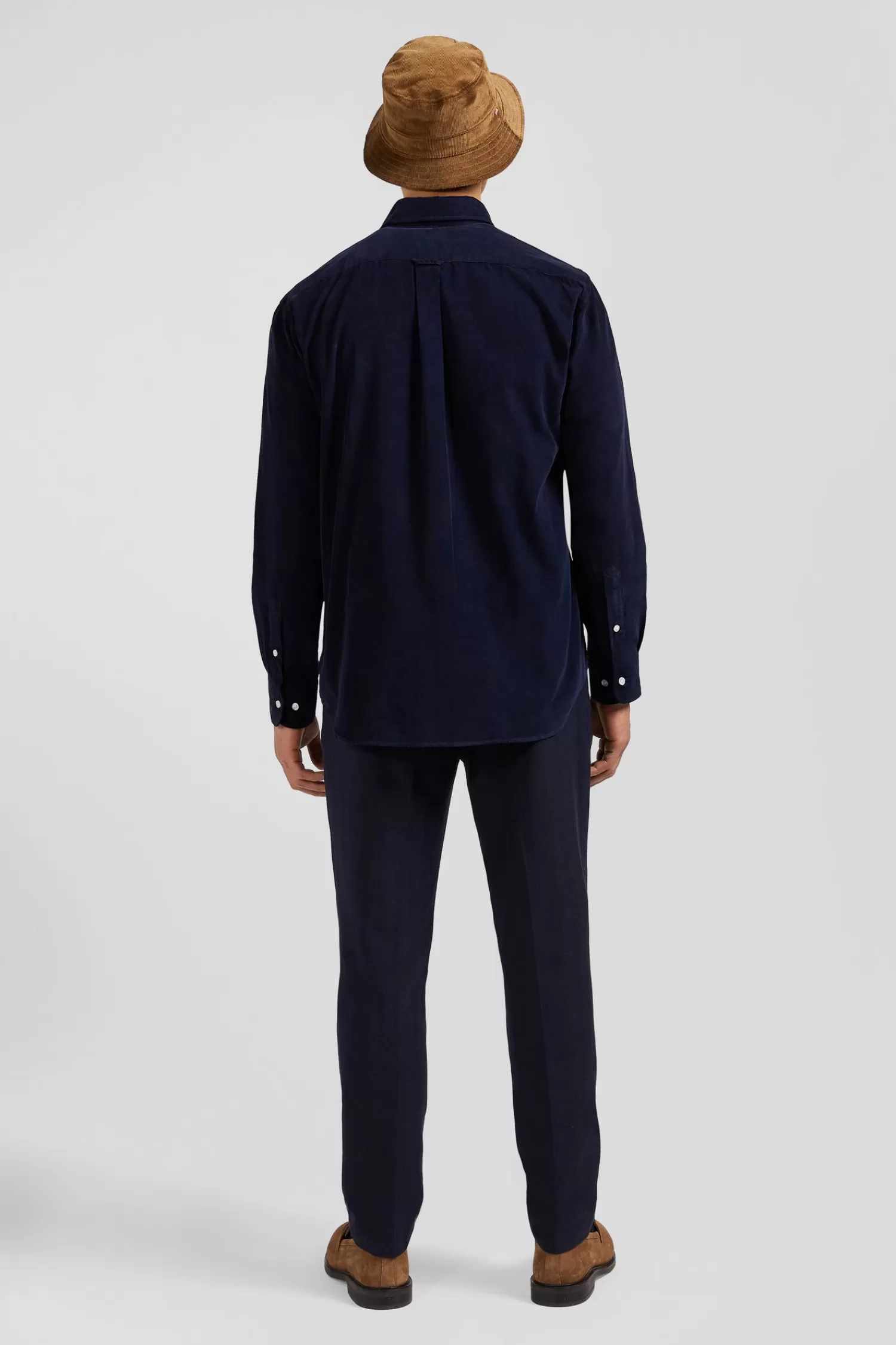 Eden Park Regular plain navy blue cotton shirt with button-down collar and chest pocket< Shirts