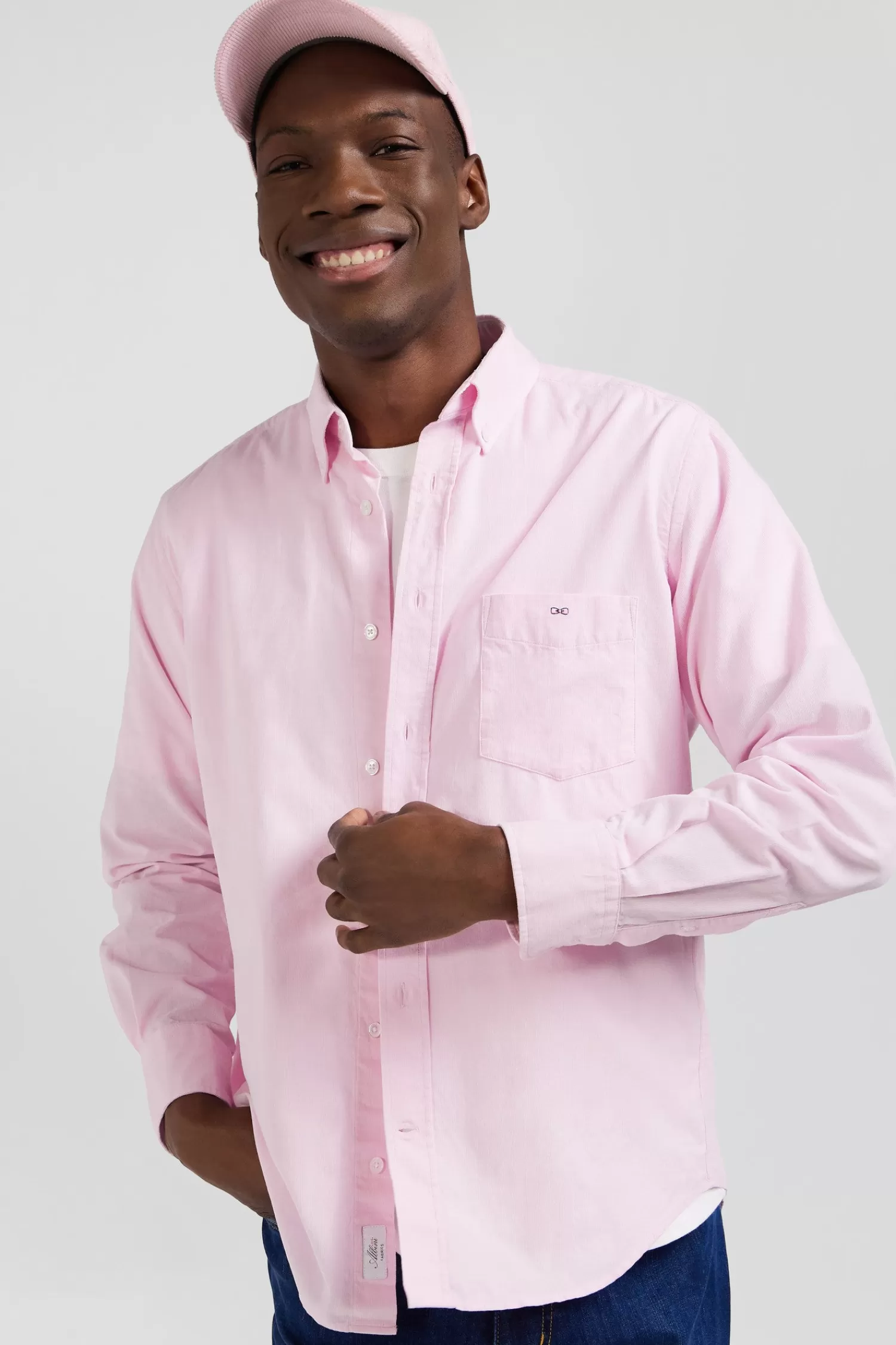 Eden Park Regular plain pink cotton shirt with button-down collar and chest pocket< Shirts