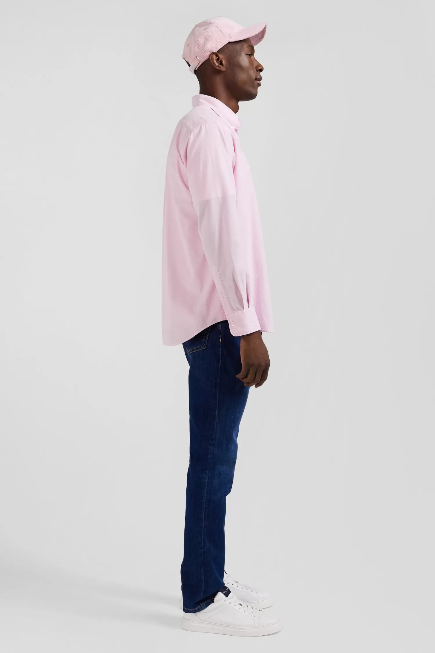 Eden Park Regular plain pink cotton shirt with button-down collar and chest pocket< Shirts