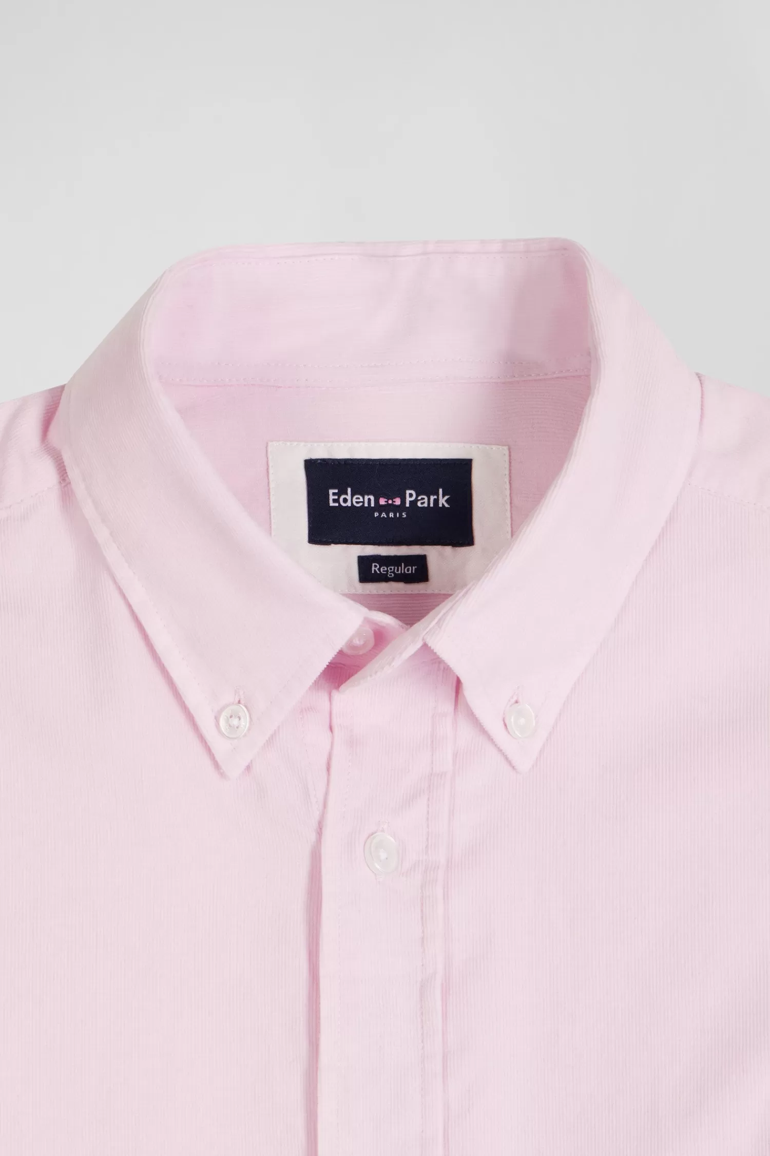 Eden Park Regular plain pink cotton shirt with button-down collar and chest pocket< Shirts