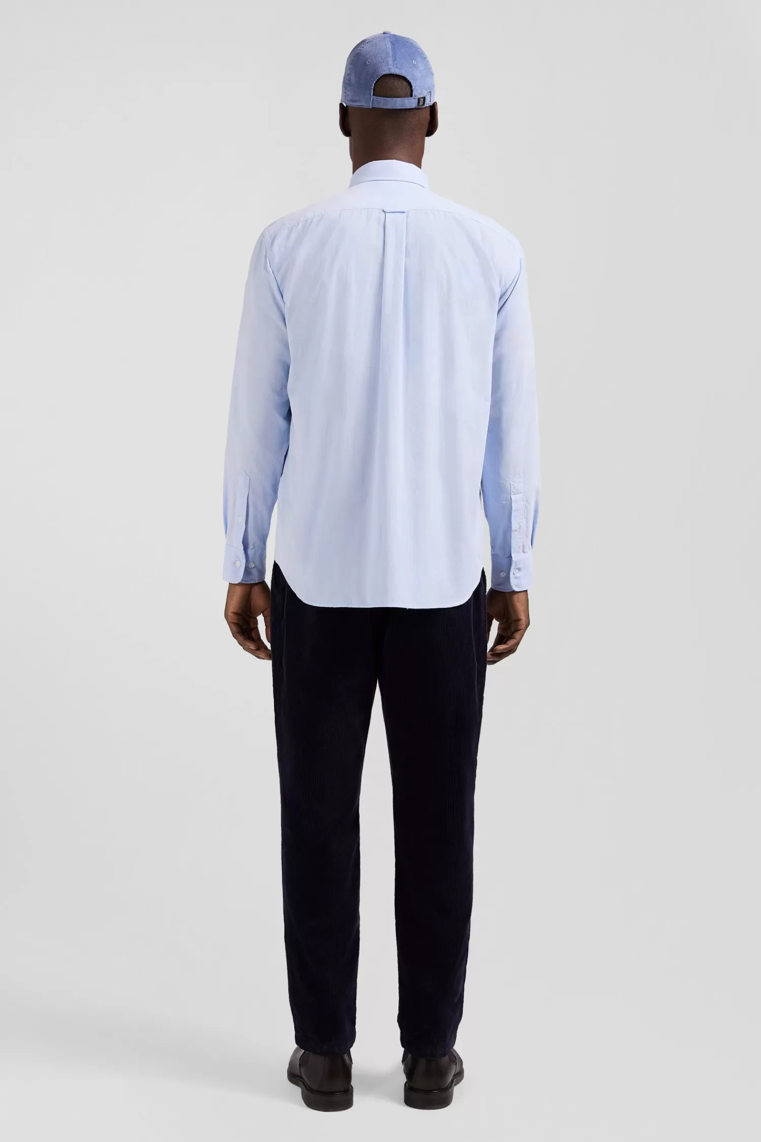 Eden Park Regular plain sky blue cotton shirt with button-down collar and chest pocket< Shirts