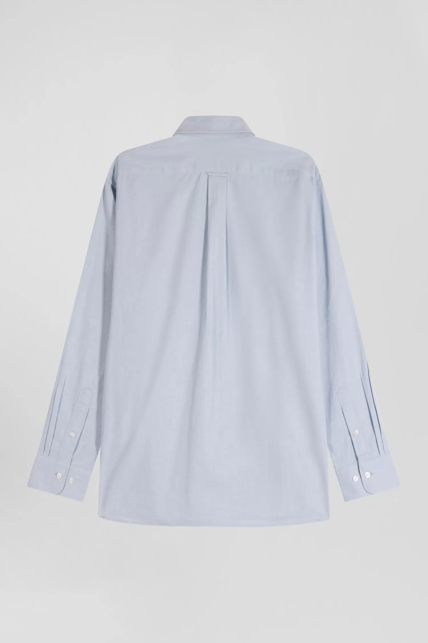 Eden Park Regular plain sky blue cotton twill shirt with button-down collar< Shirts
