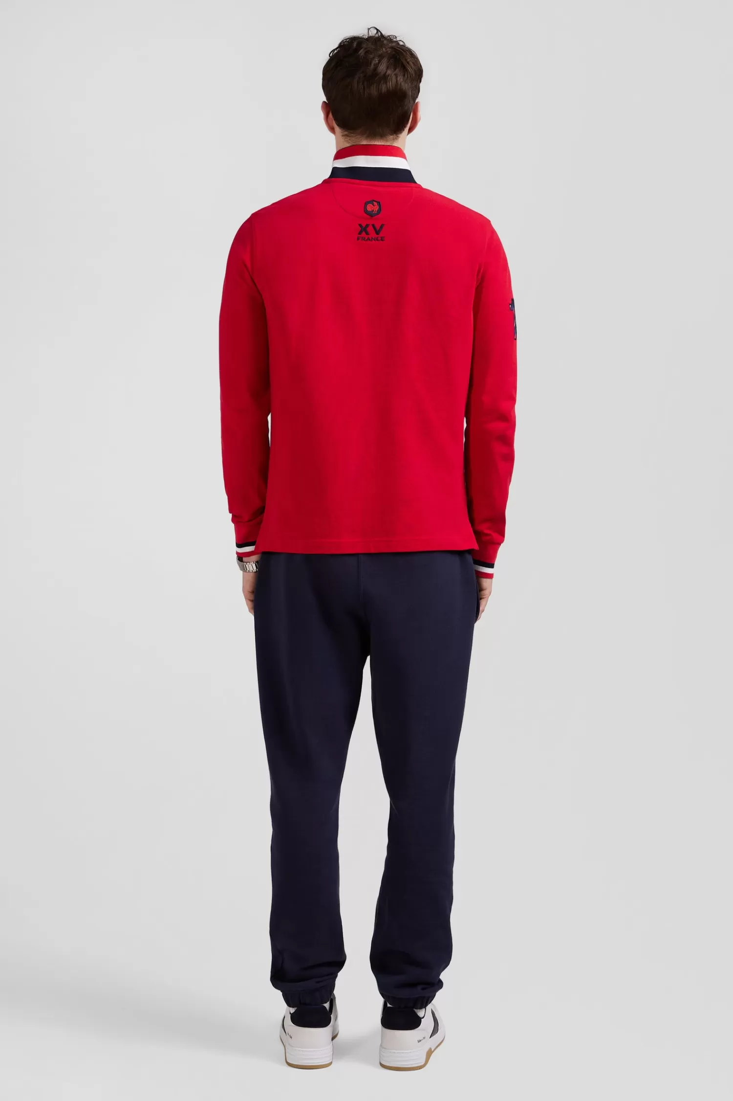 Eden Park Regular red long-sleeved cotton piqué polo shirt with XV de France embroidery< Polos