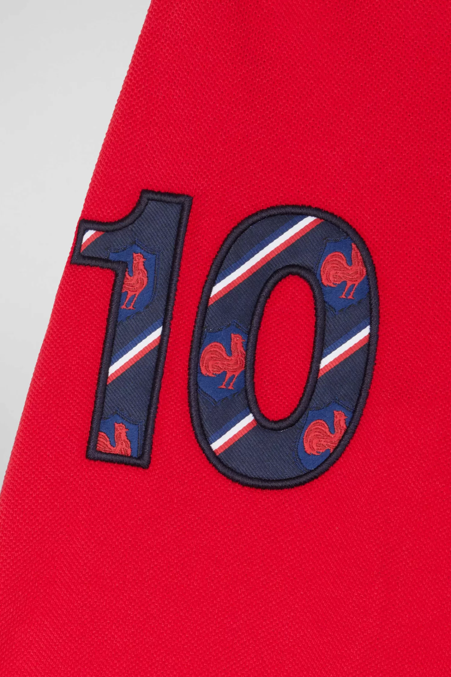 Eden Park Regular red long-sleeved cotton piqué polo shirt with XV de France embroidery< Polos