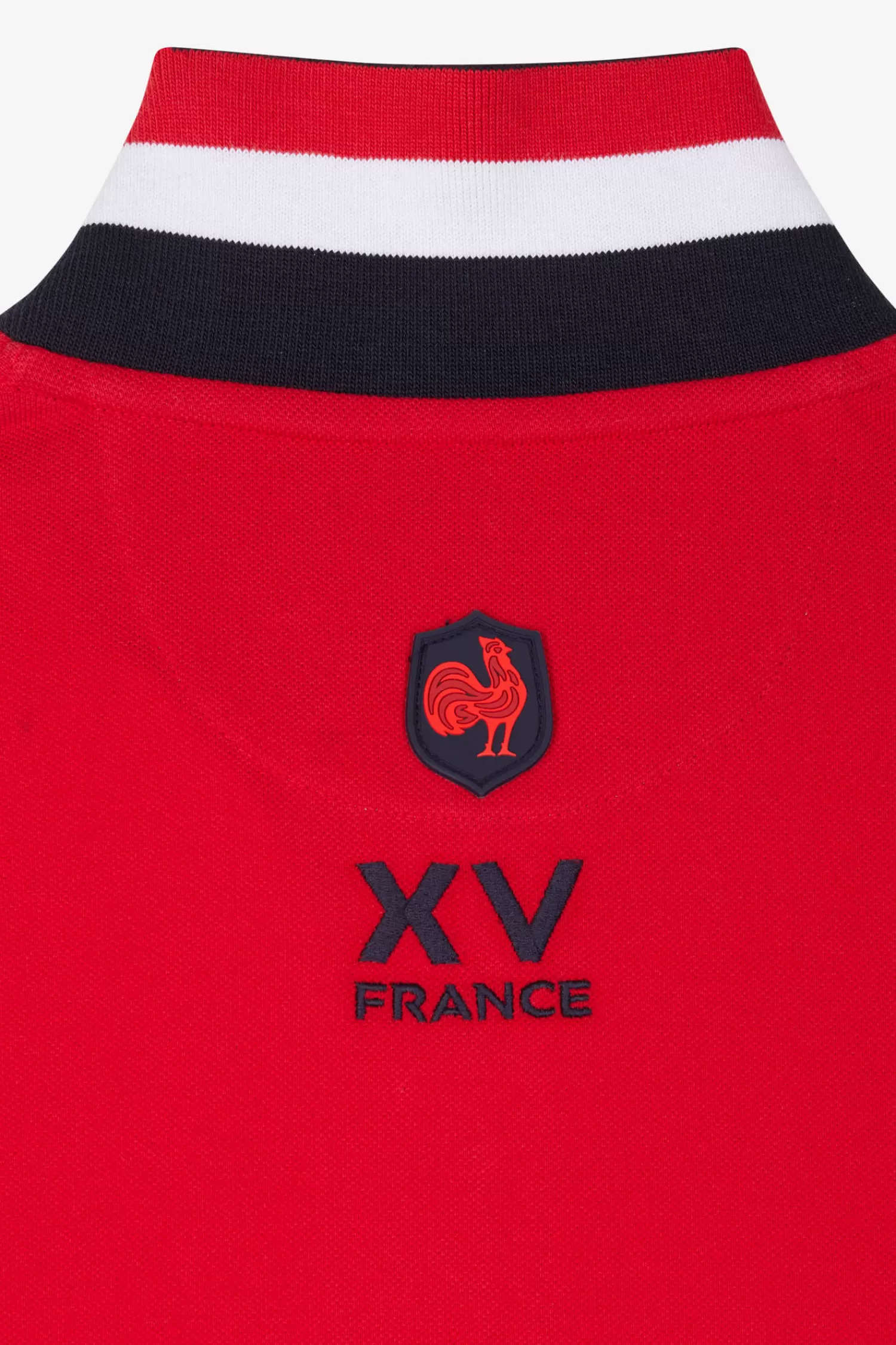Eden Park Regular red long-sleeved cotton piqué polo shirt with XV de France embroidery< Polos