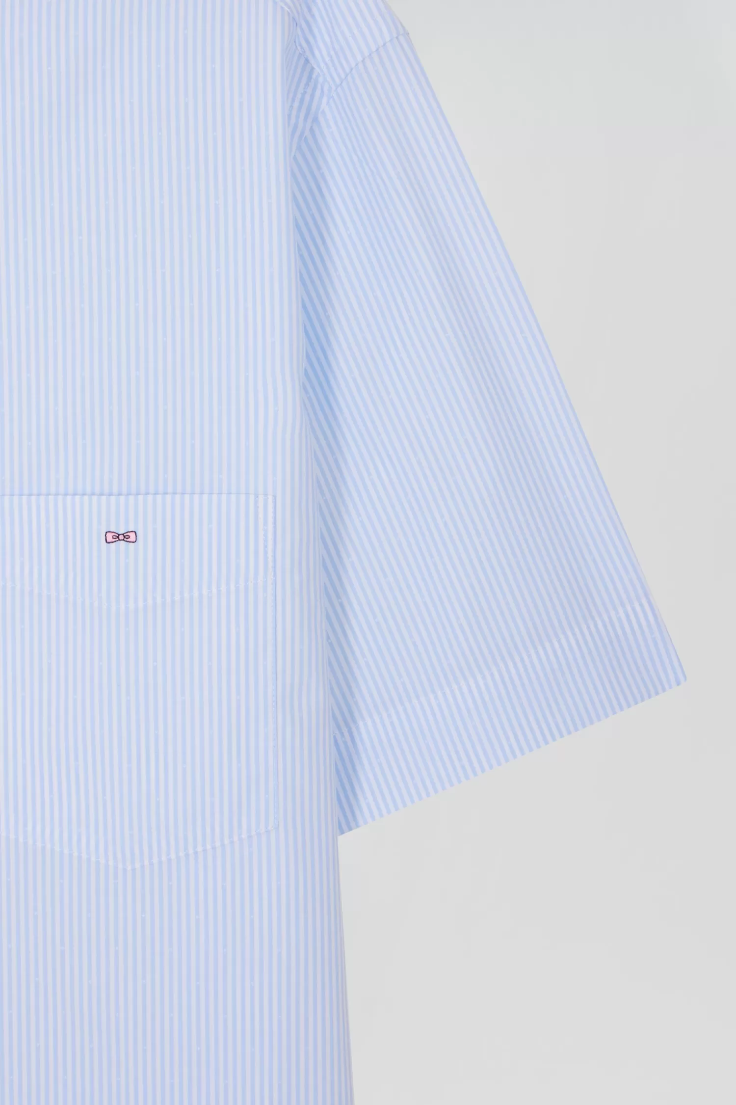 Eden Park Regular sky blue and white striped cotton short-sleeved shirt< Short-sleeved Shirts