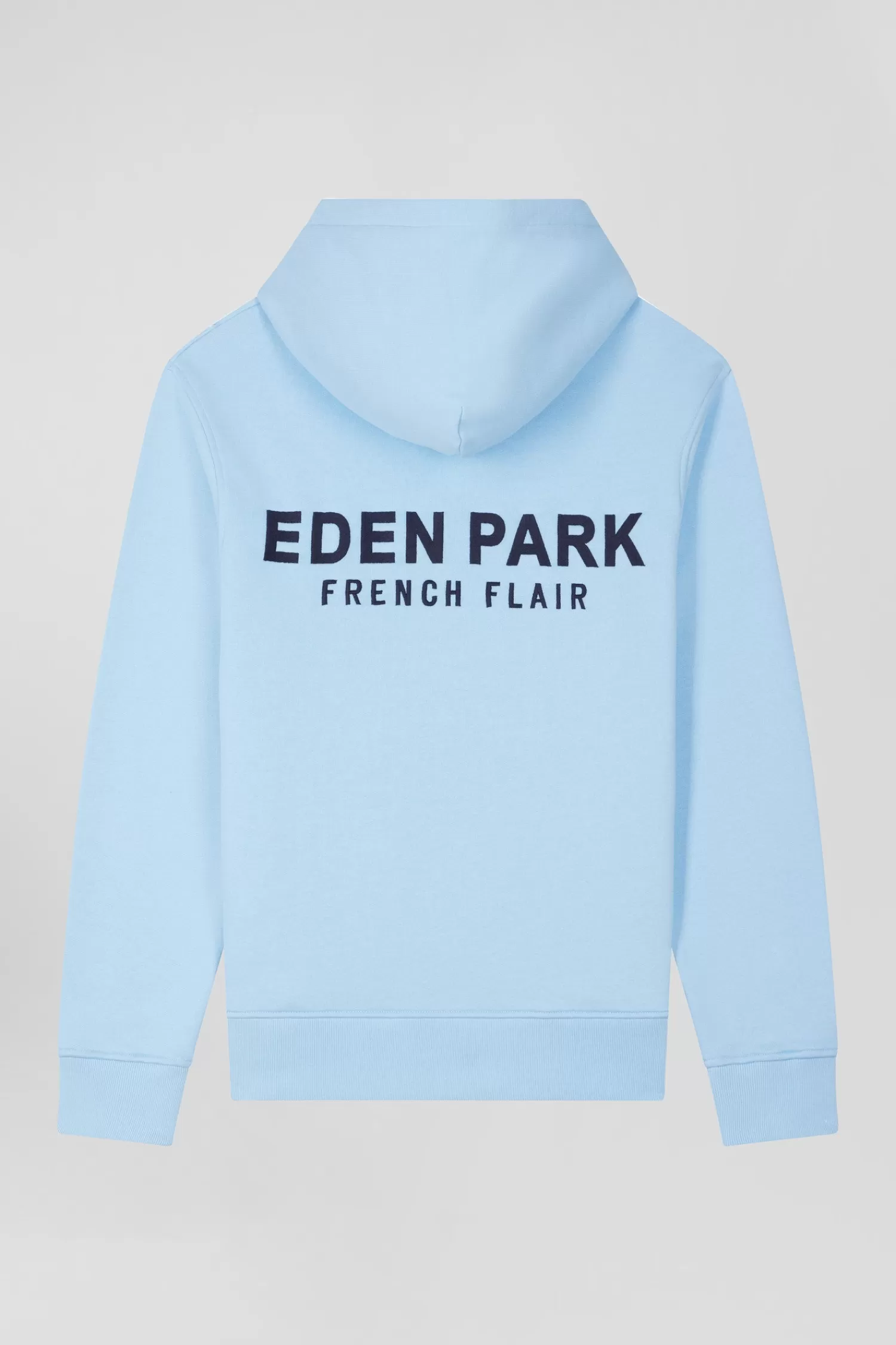 Eden Park Regular sky blue brushed cotton fleece hoodie with embroidery< Sweatshirts