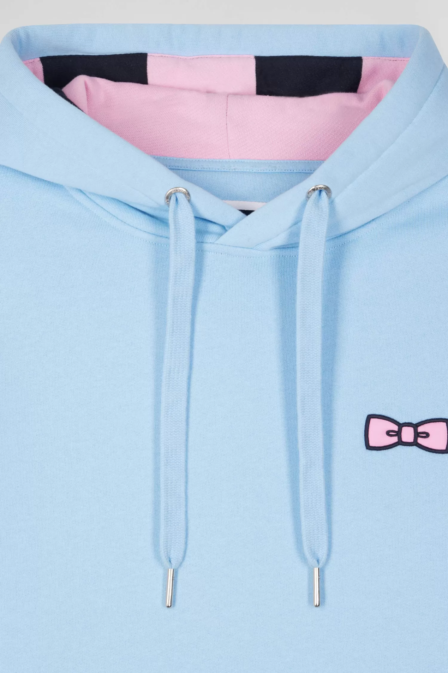 Eden Park Regular sky blue brushed cotton fleece hoodie with embroidery< Sweatshirts