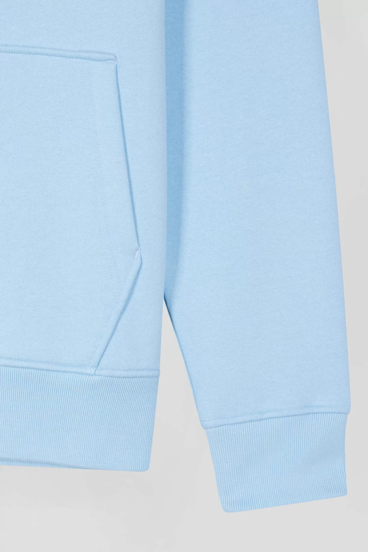Eden Park Regular sky blue brushed cotton fleece hoodie with embroidery< Sweatshirts