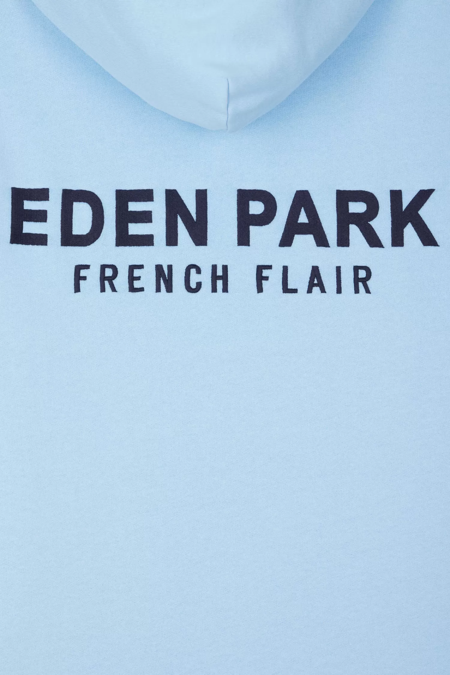 Eden Park Regular sky blue brushed cotton fleece hoodie with embroidery< Sweatshirts