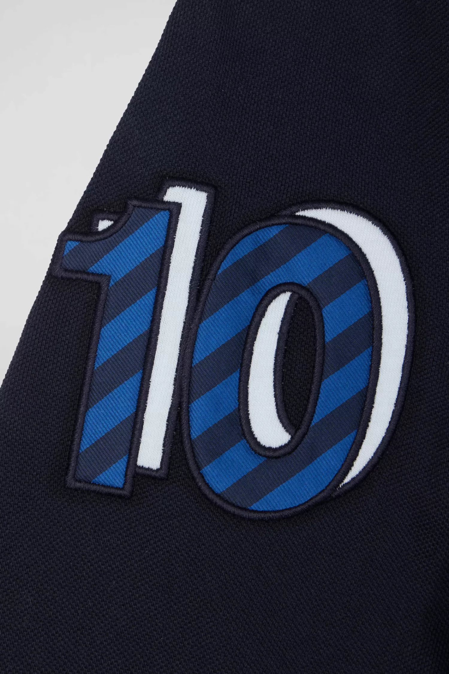 Eden Park Regular sky blue long-sleeved cotton piqué polo shirt with sleeve embroidery< Polos