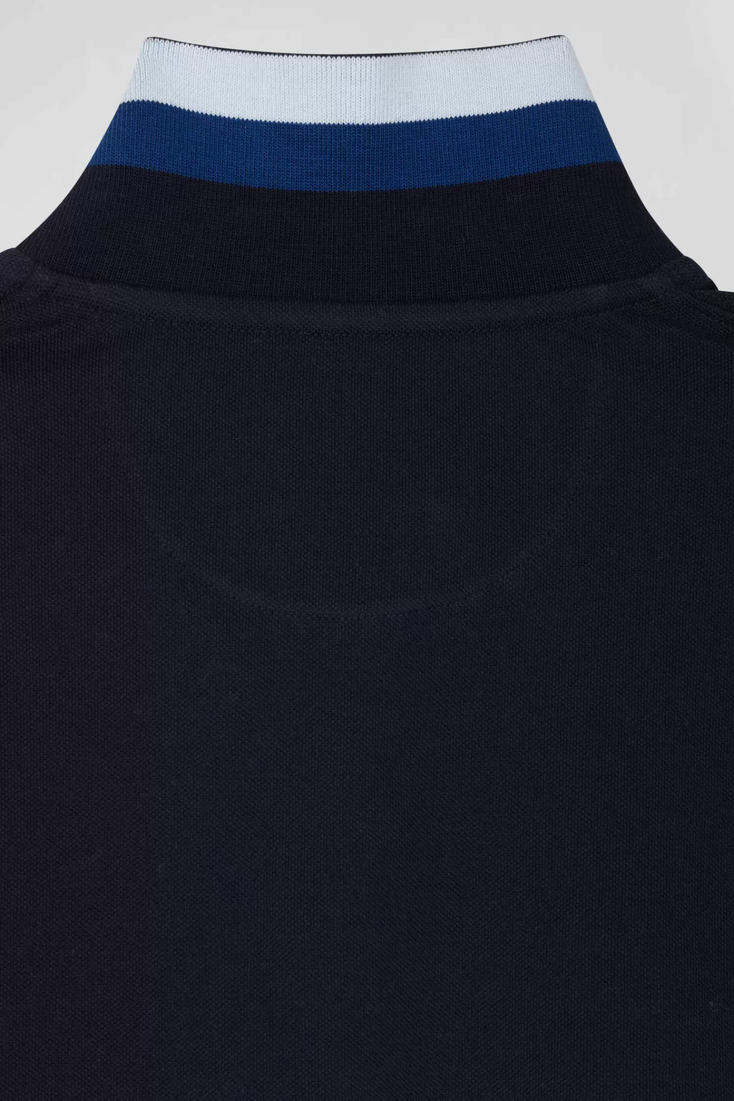 Eden Park Regular sky blue long-sleeved cotton piqué polo shirt with sleeve embroidery< Polos