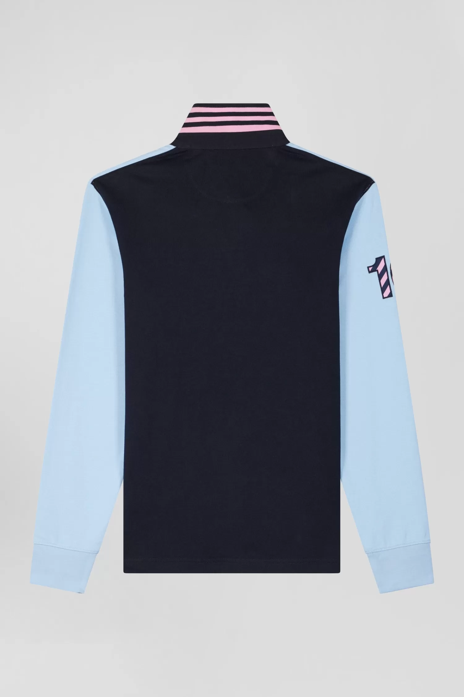Eden Park Regular sky blue long-sleeved cotton rugby shirt with sleeve N°10 embroidery< Rugby Shirts