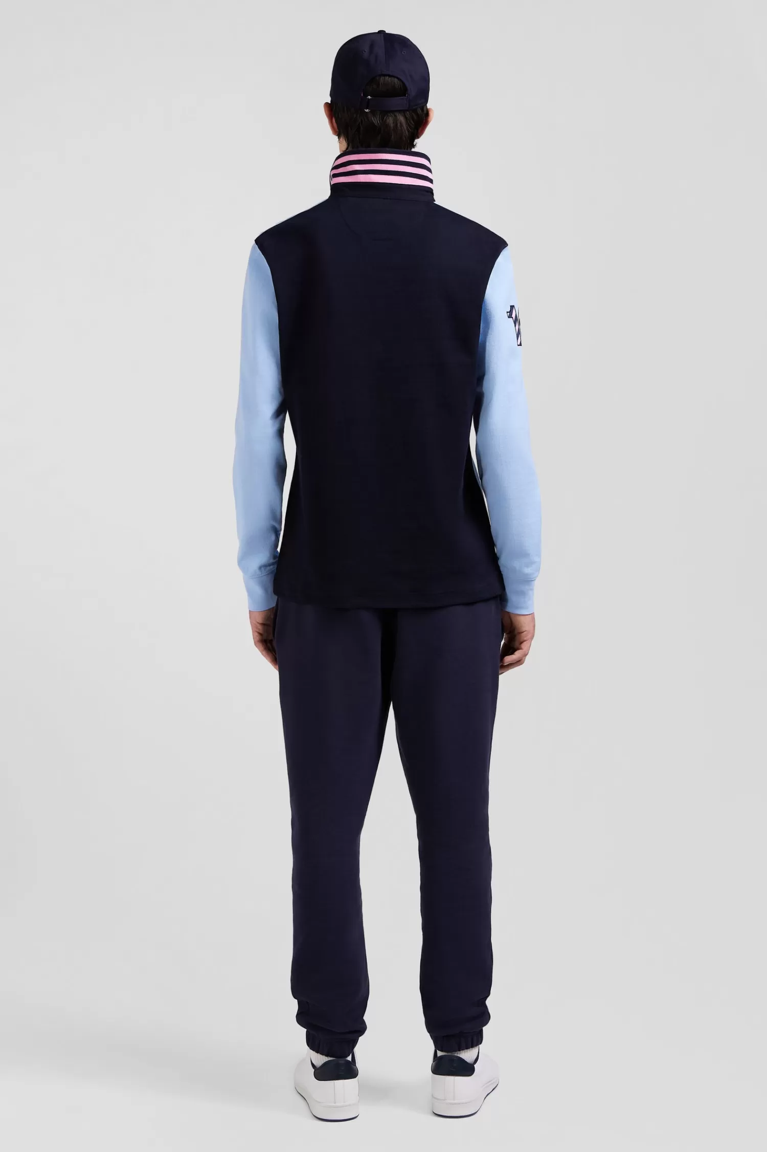 Eden Park Regular sky blue long-sleeved cotton rugby shirt with sleeve N°10 embroidery< Rugby Shirts