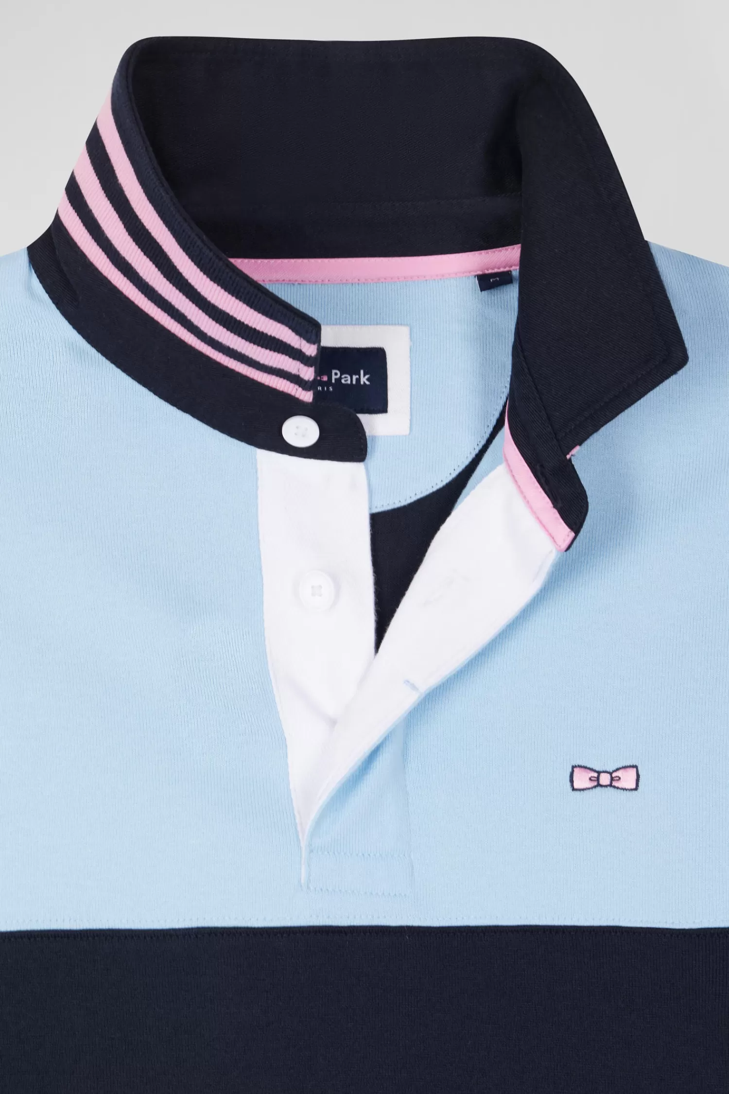 Eden Park Regular sky blue long-sleeved cotton rugby shirt with sleeve N°10 embroidery< Rugby Shirts