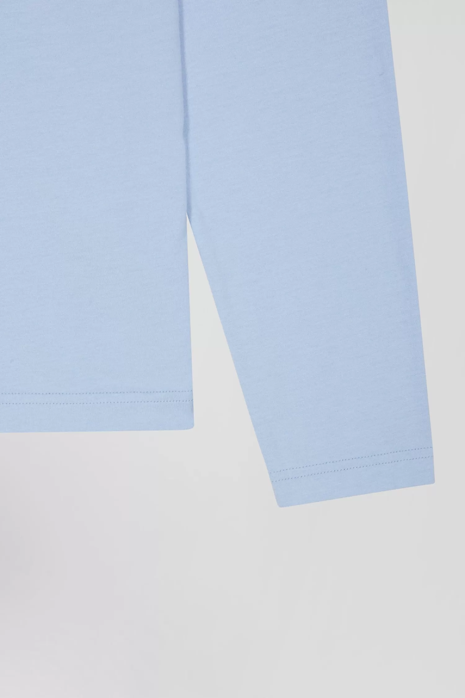 Eden Park Regular sky blue long-sleeved cotton T-shirt with floral back patch< T-shirts