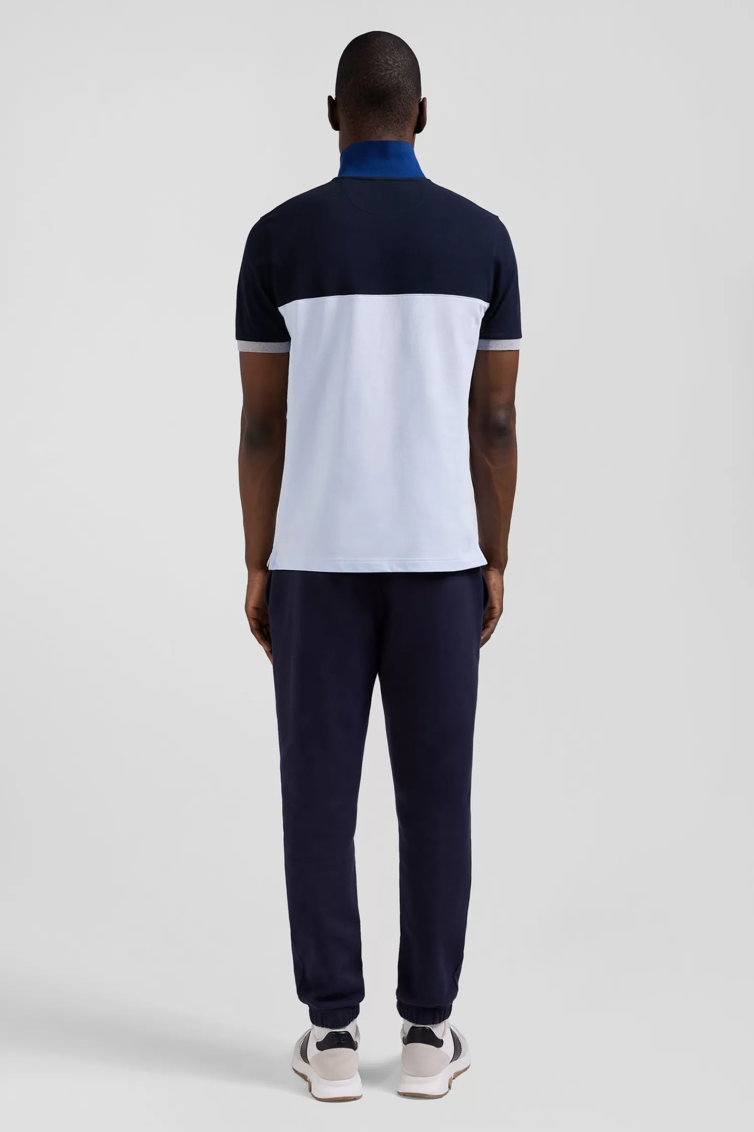 Eden Park Regular sky blue short-sleeved cotton piqué polo shirt with bow tie embroidery and contrasting details< Polos
