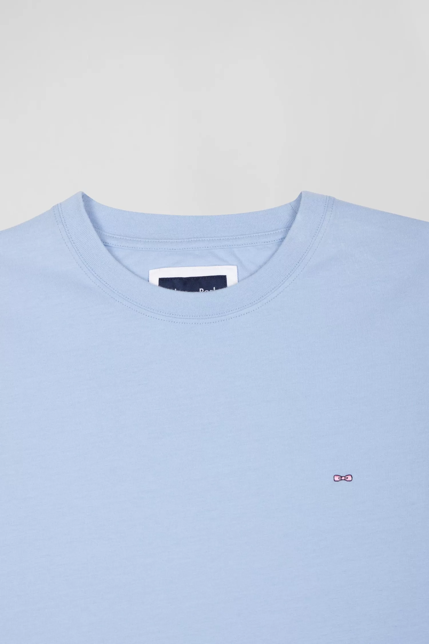 Eden Park Regular sky blue short-sleeved cotton T-shirt with back patch< T-shirts
