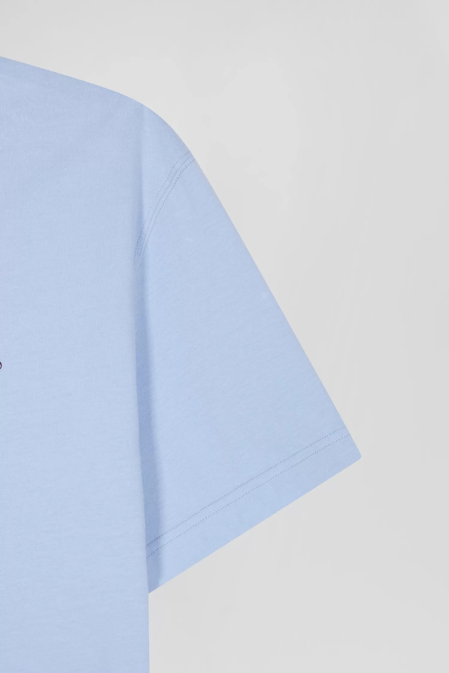 Eden Park Regular sky blue short-sleeved cotton T-shirt with back patch< T-shirts