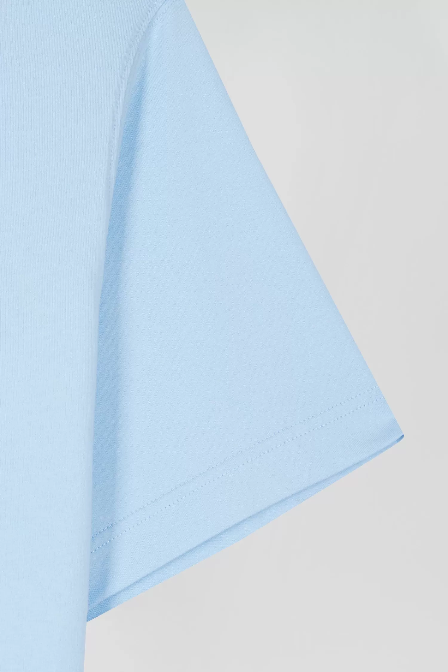 Eden Park Regular sky blue short-sleeved cotton T-shirt with tie patchwork emblem< T-shirts