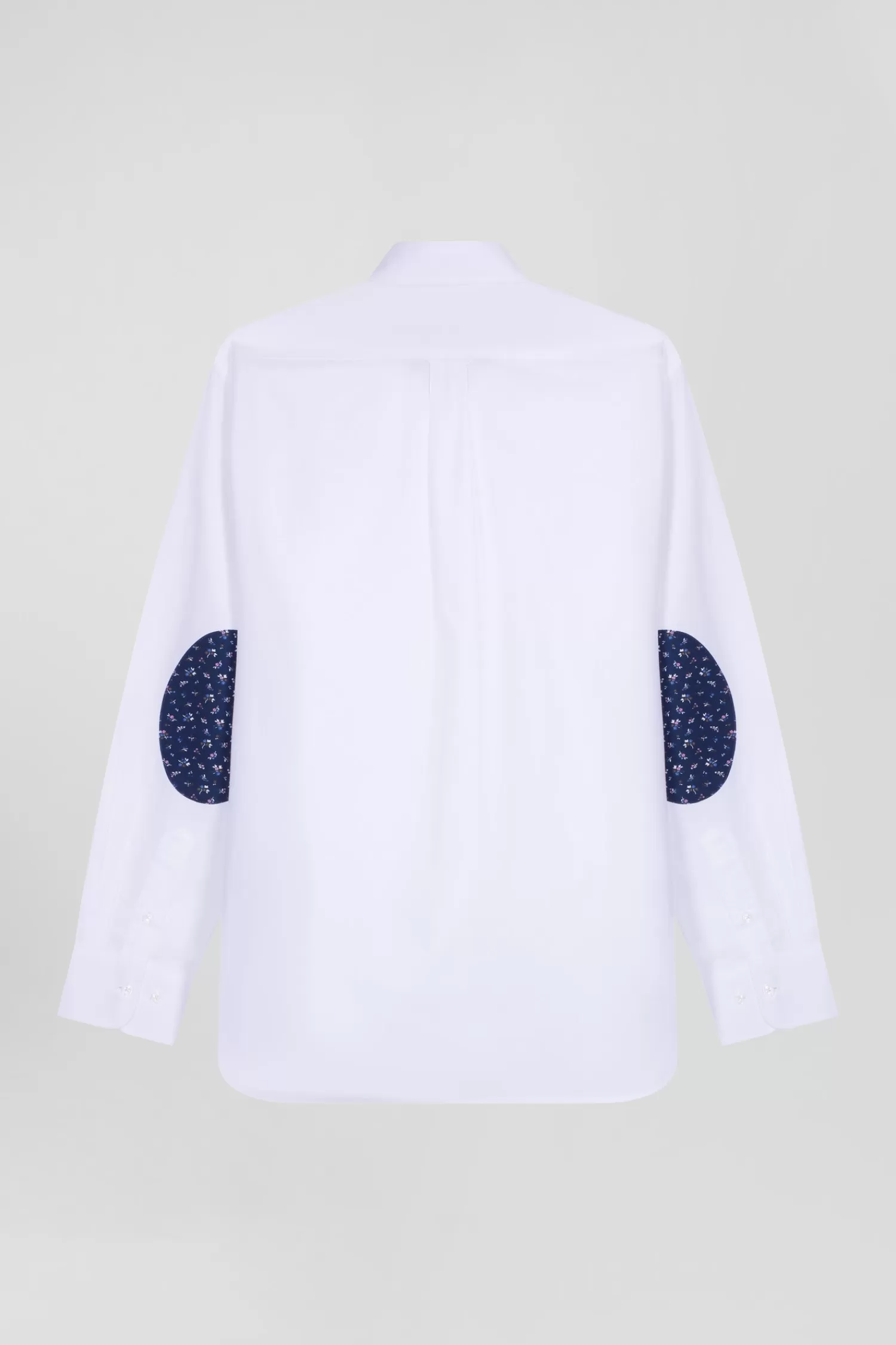 Eden Park Regular white cotton poplin shirt with button-down collar and printed elbow patches< Shirts