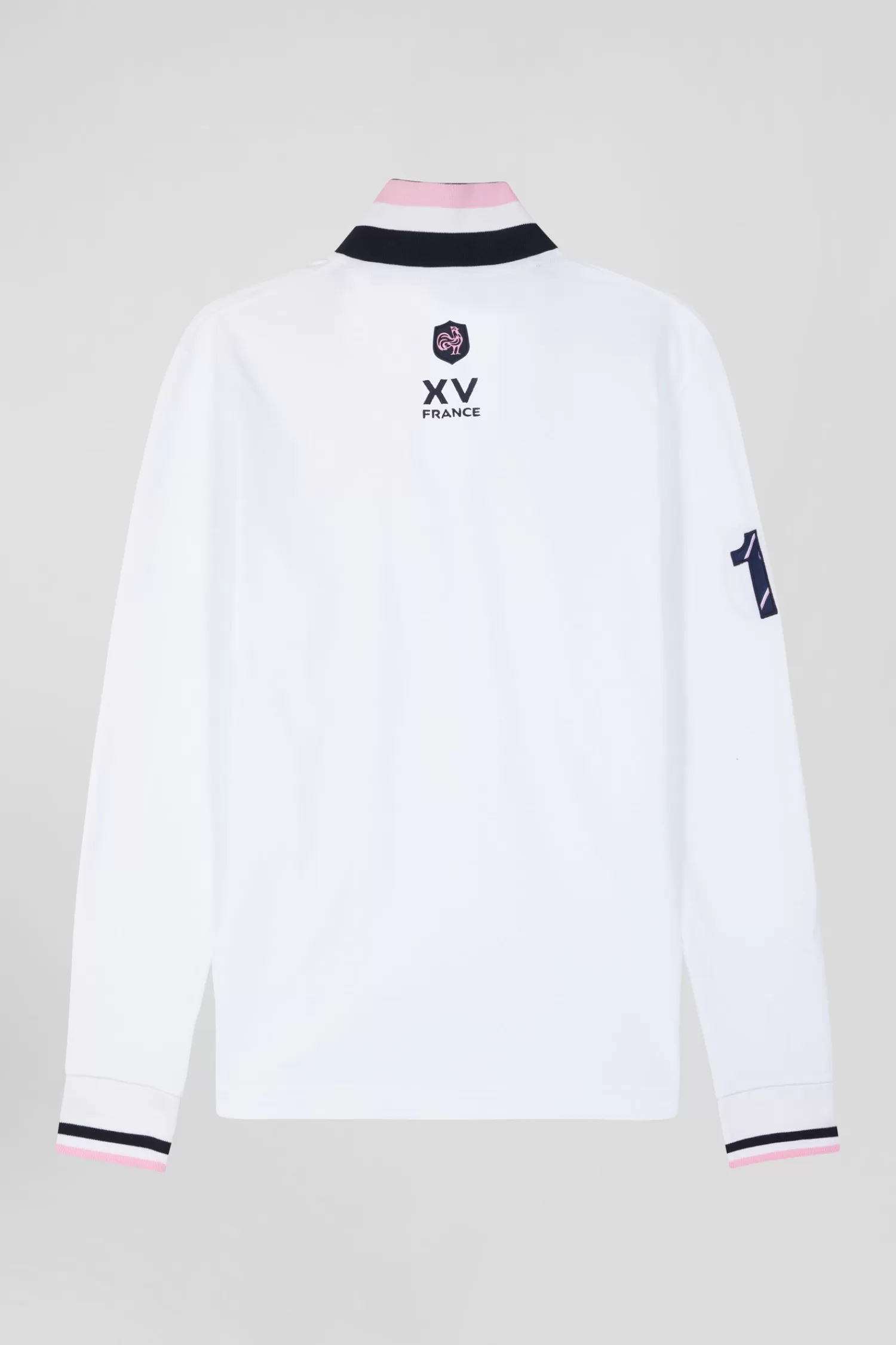 Eden Park Regular white long-sleeved cotton piqué polo shirt with XV de France embroidery< Polos